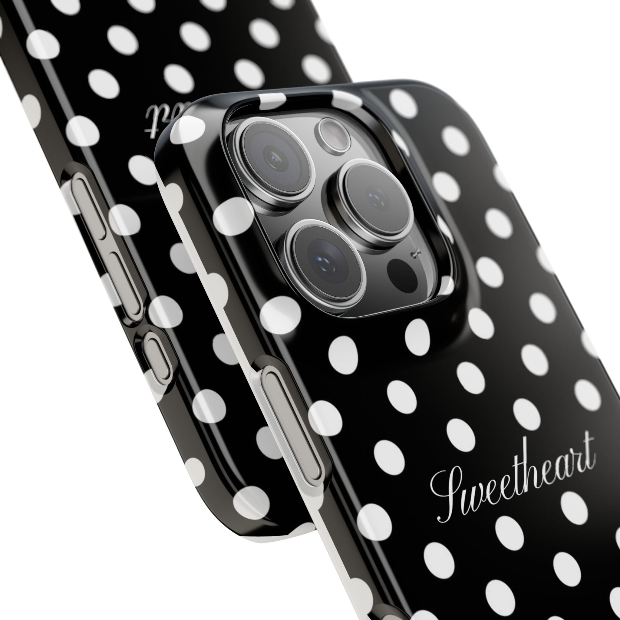 "Sweetheart" - white polka dot case
