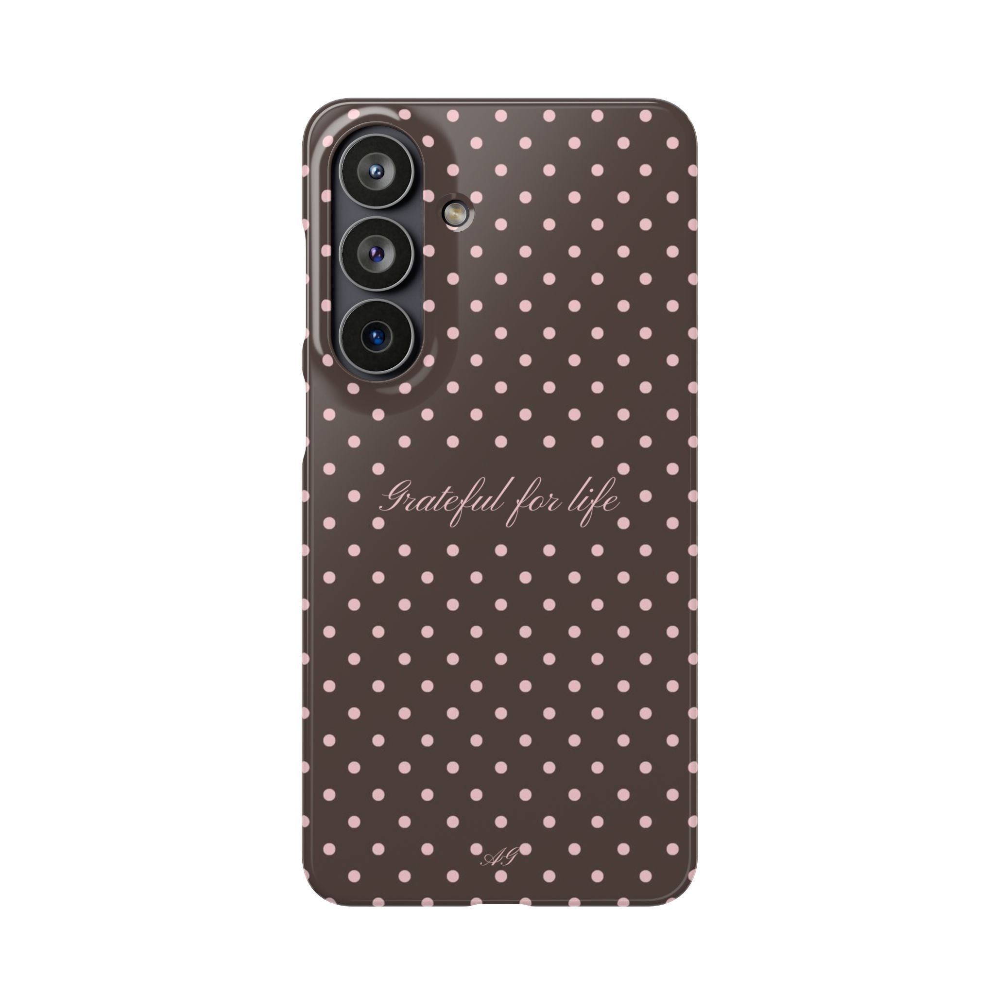 Grateful for life - Mocha polka phone case