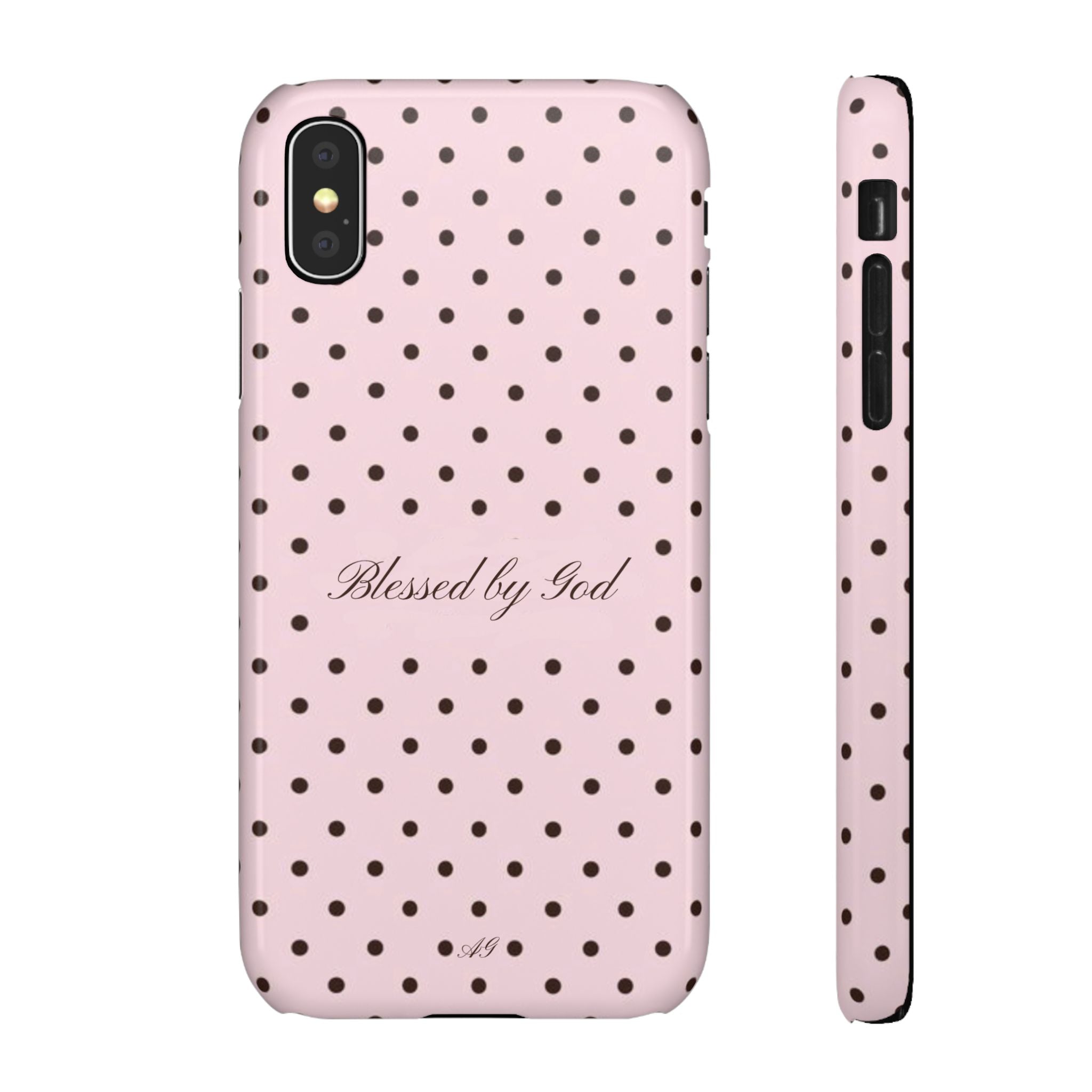 Blessed by God - Pink polka dot case