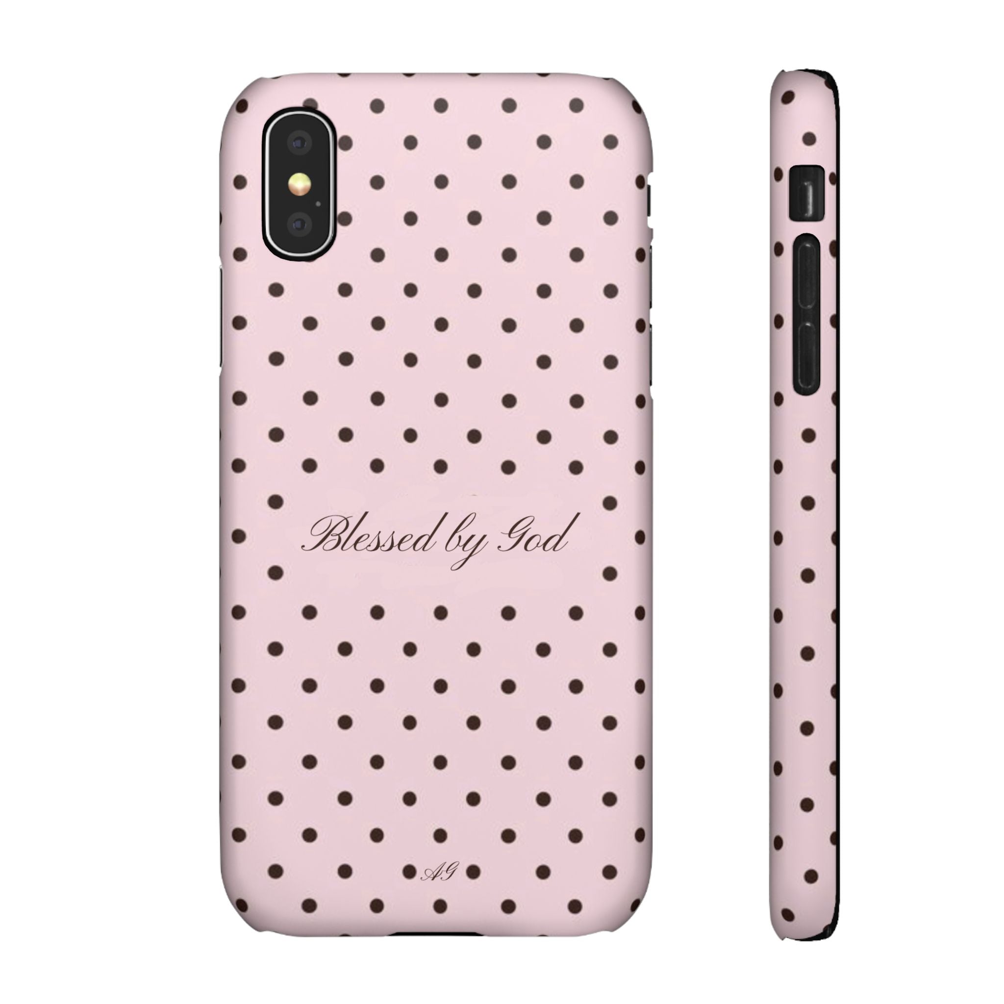Blessed by God - Pink polka dot case