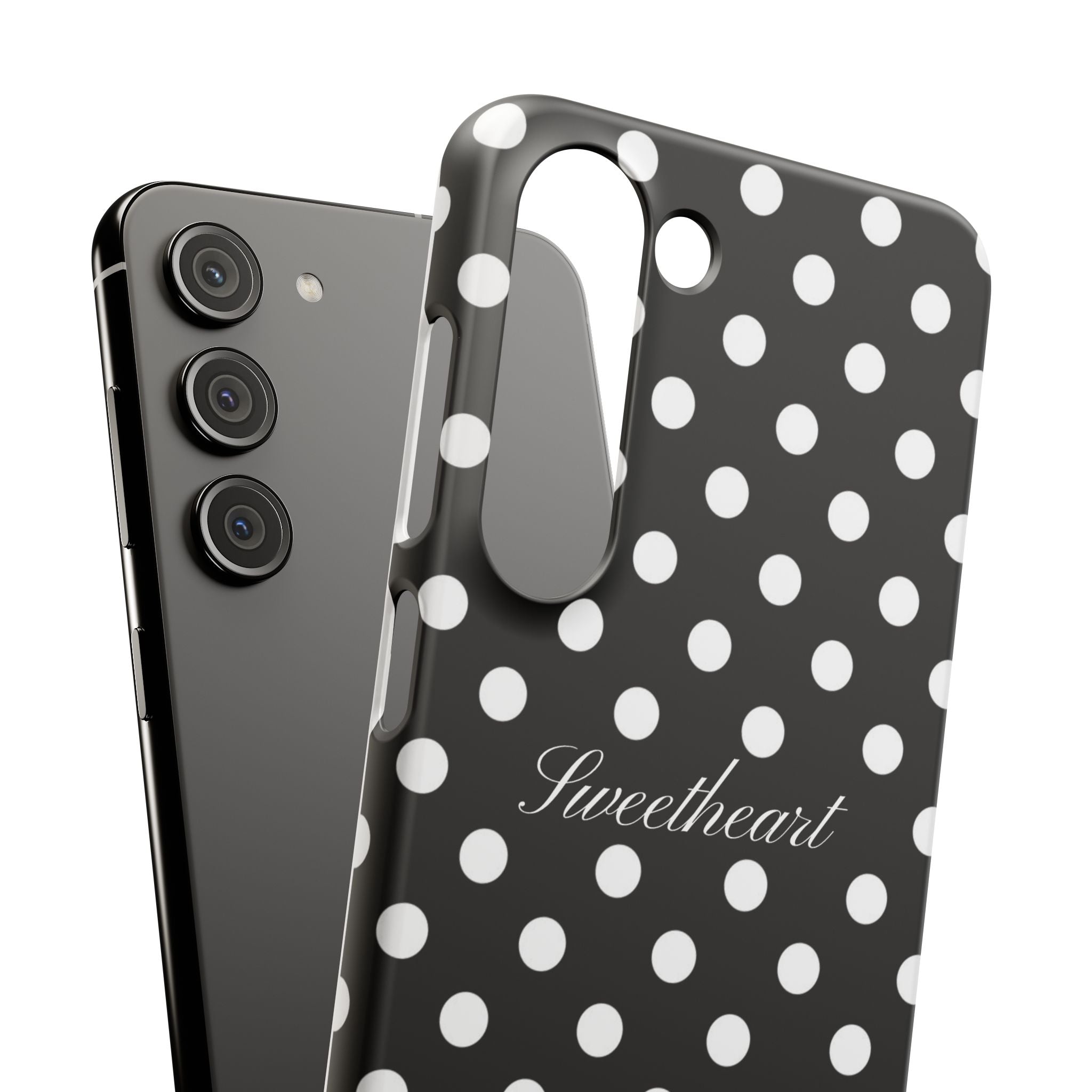 "Sweetheart" - white polka dot case