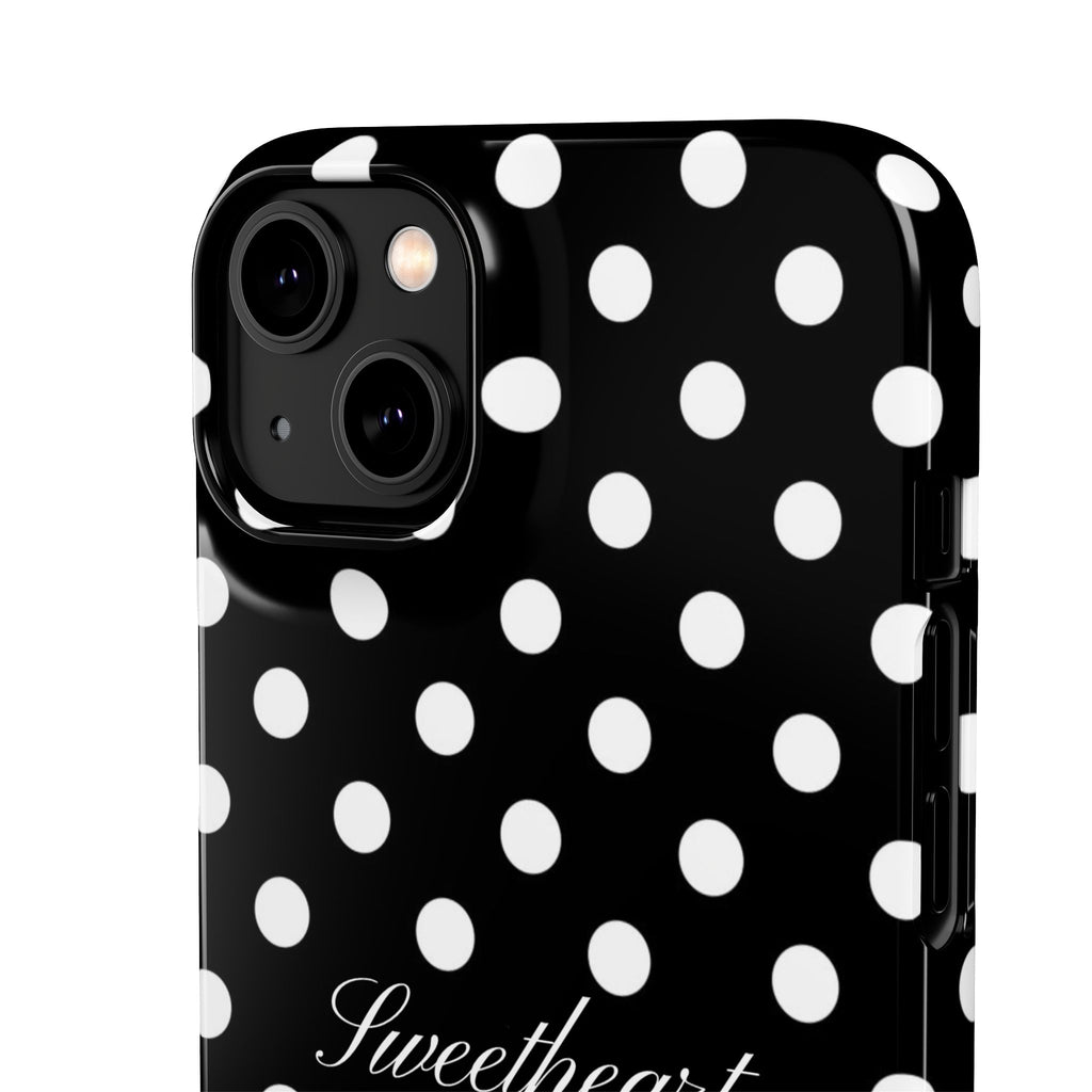 "Sweetheart" - white polka dot case