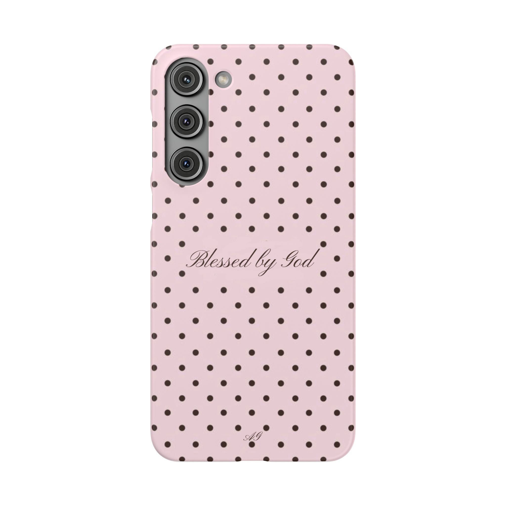 Blessed by God - Pink polka dot case