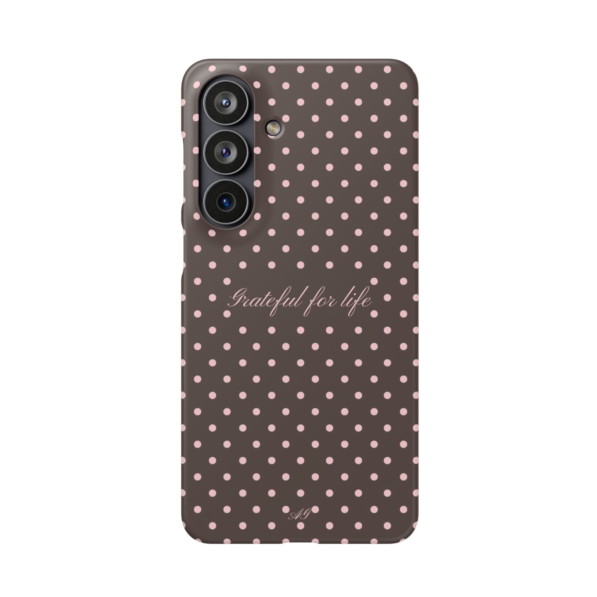 Grateful for life - Mocha polka phone case