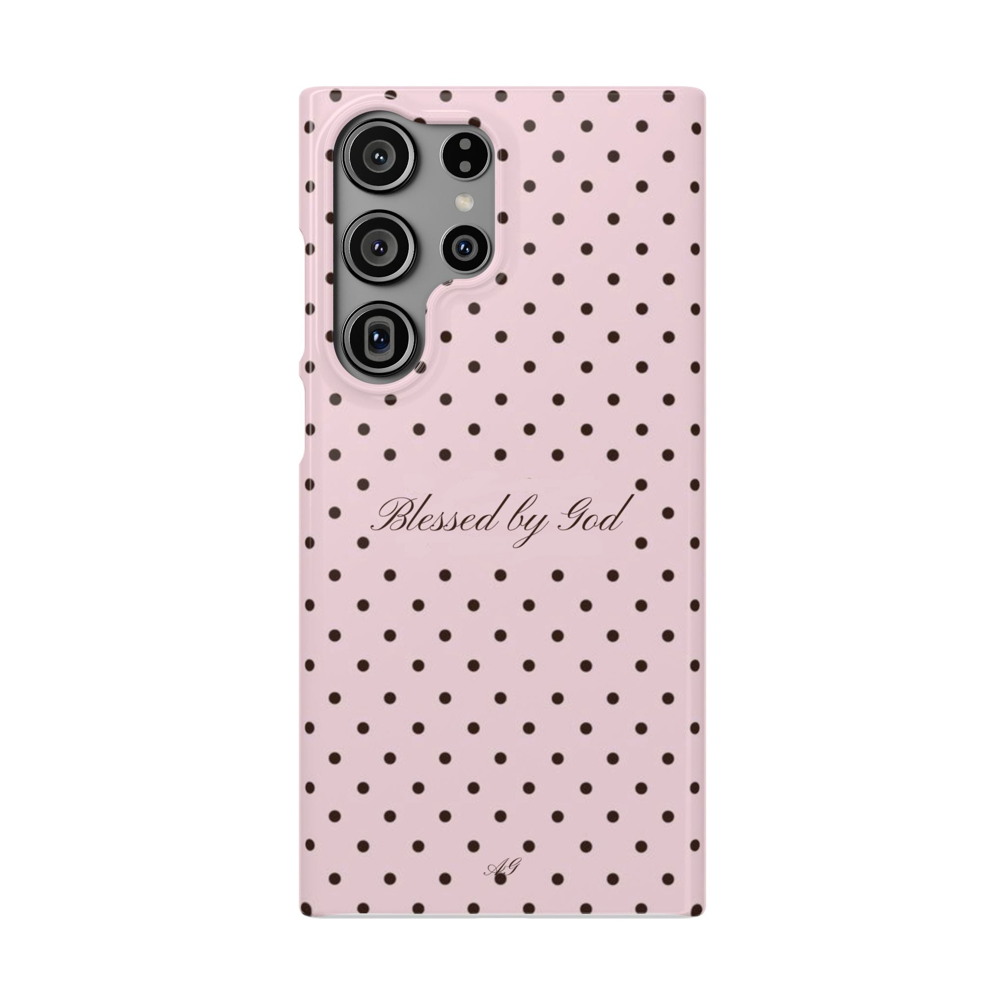 Blessed by God - Pink polka dot case