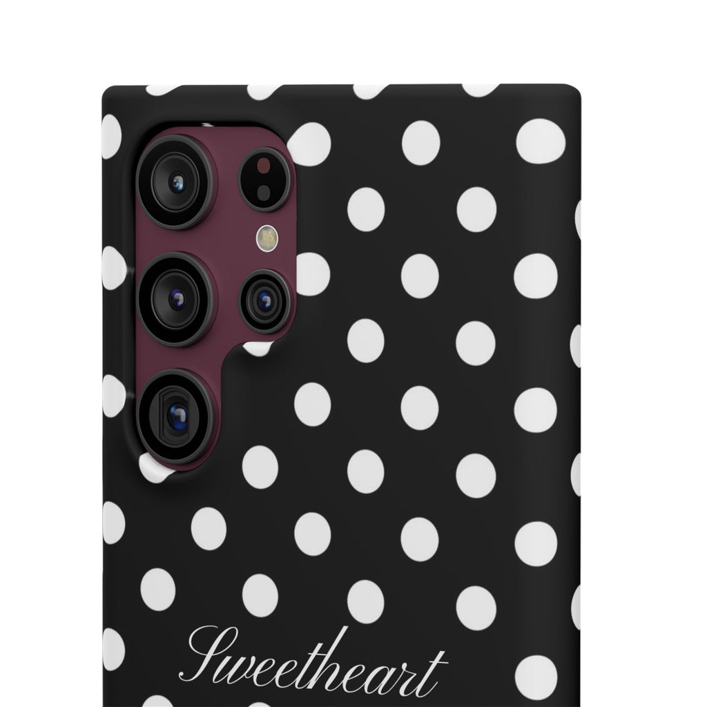 "Sweetheart" - white polka dot case