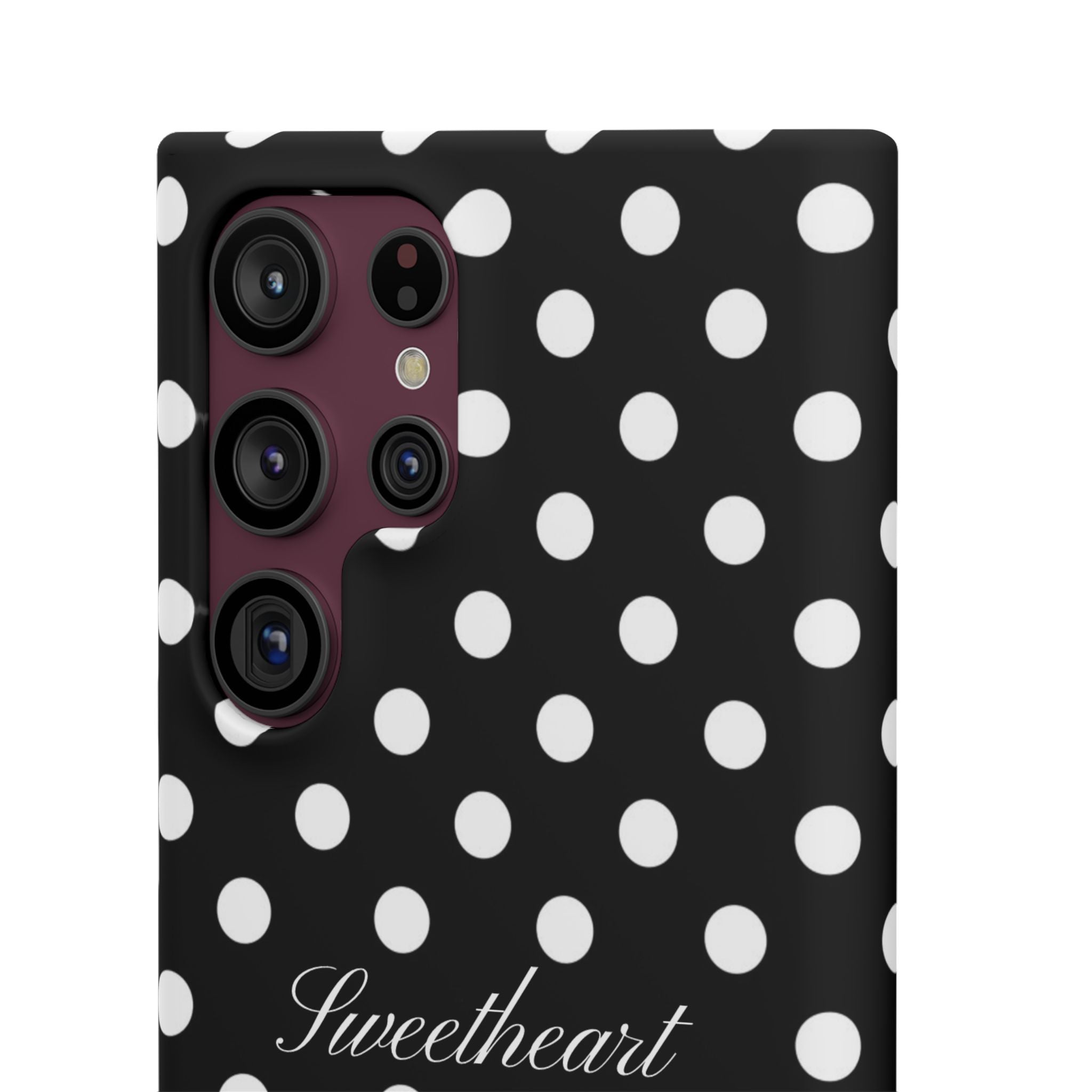 "Sweetheart" - white polka dot case