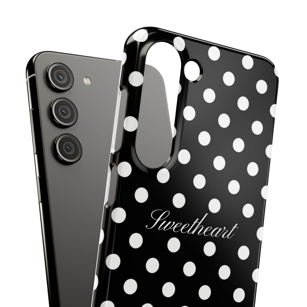 "Sweetheart" - white polka dot case