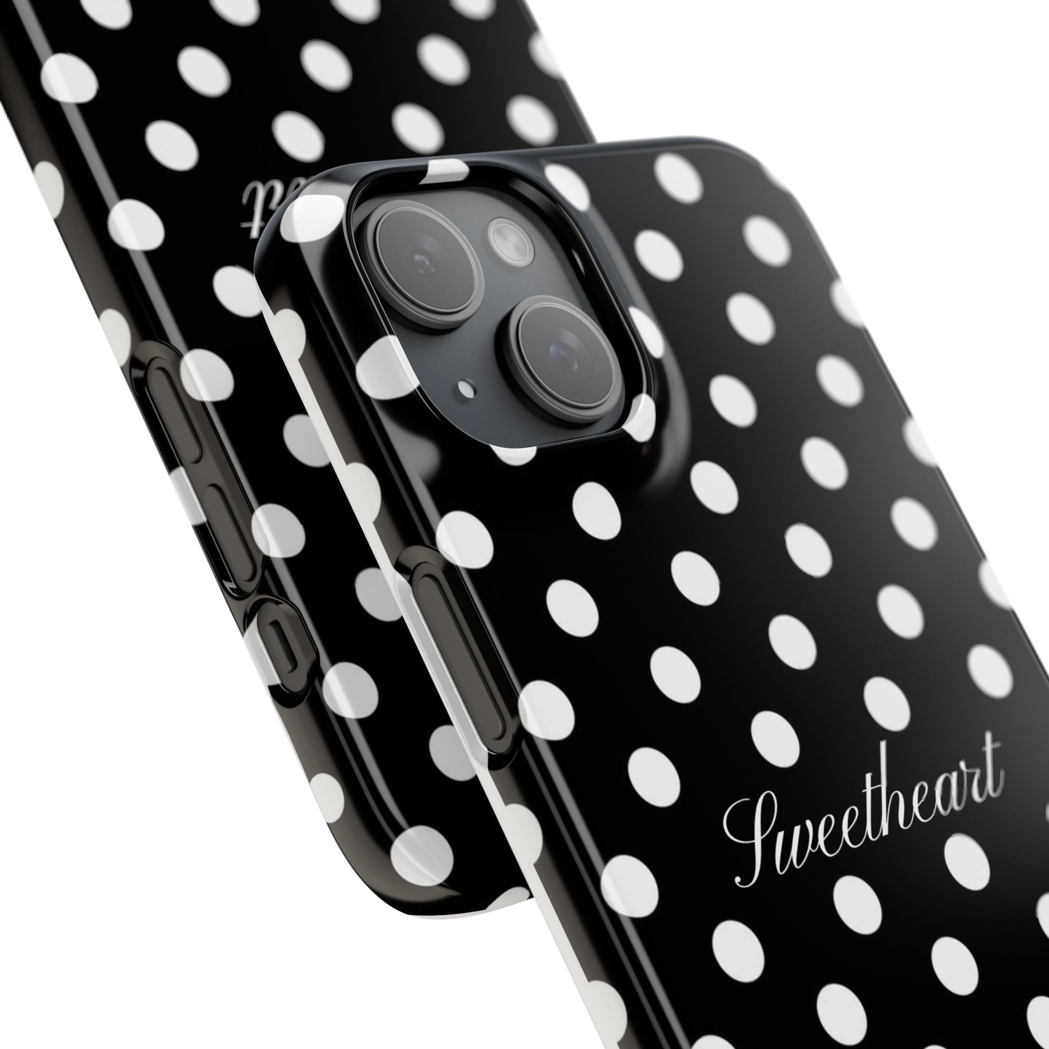 "Sweetheart" - white polka dot case