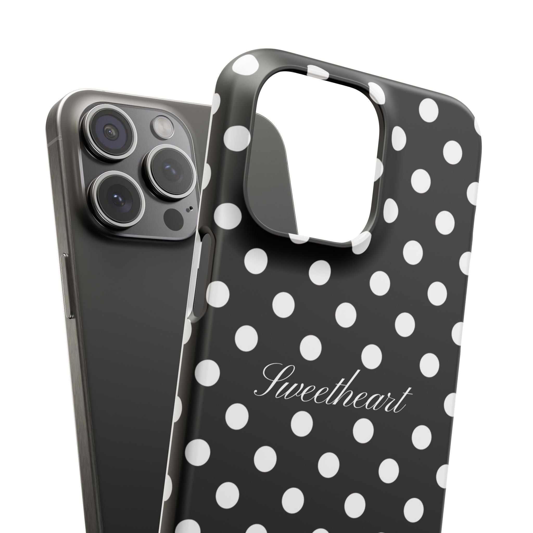 "Sweetheart" - white polka dot case