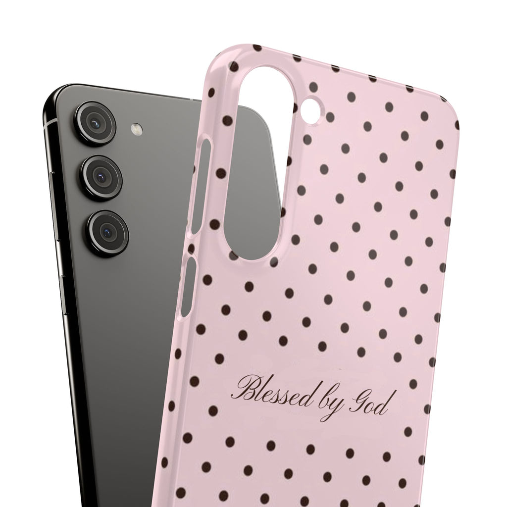 Blessed by God - Pink polka dot case