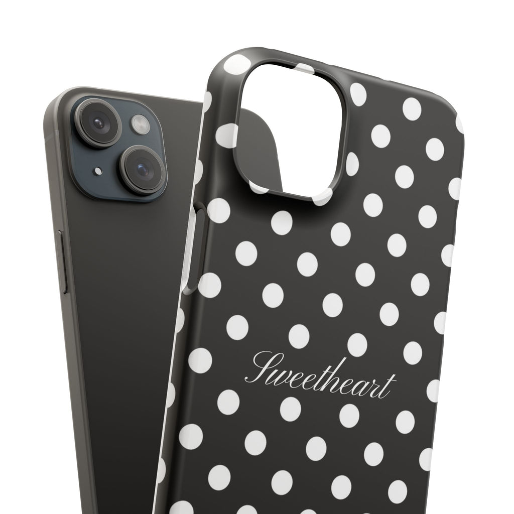 "Sweetheart" - white polka dot case