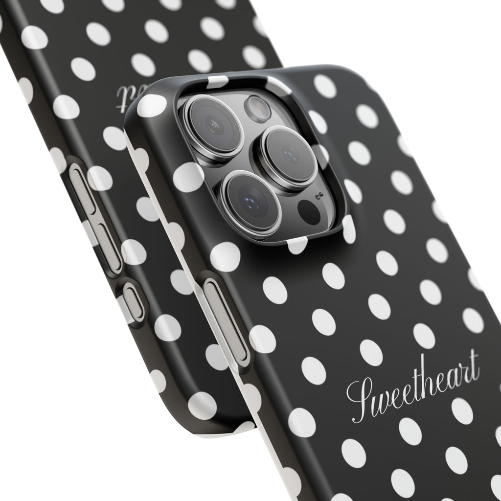 "Sweetheart" - white polka dot case