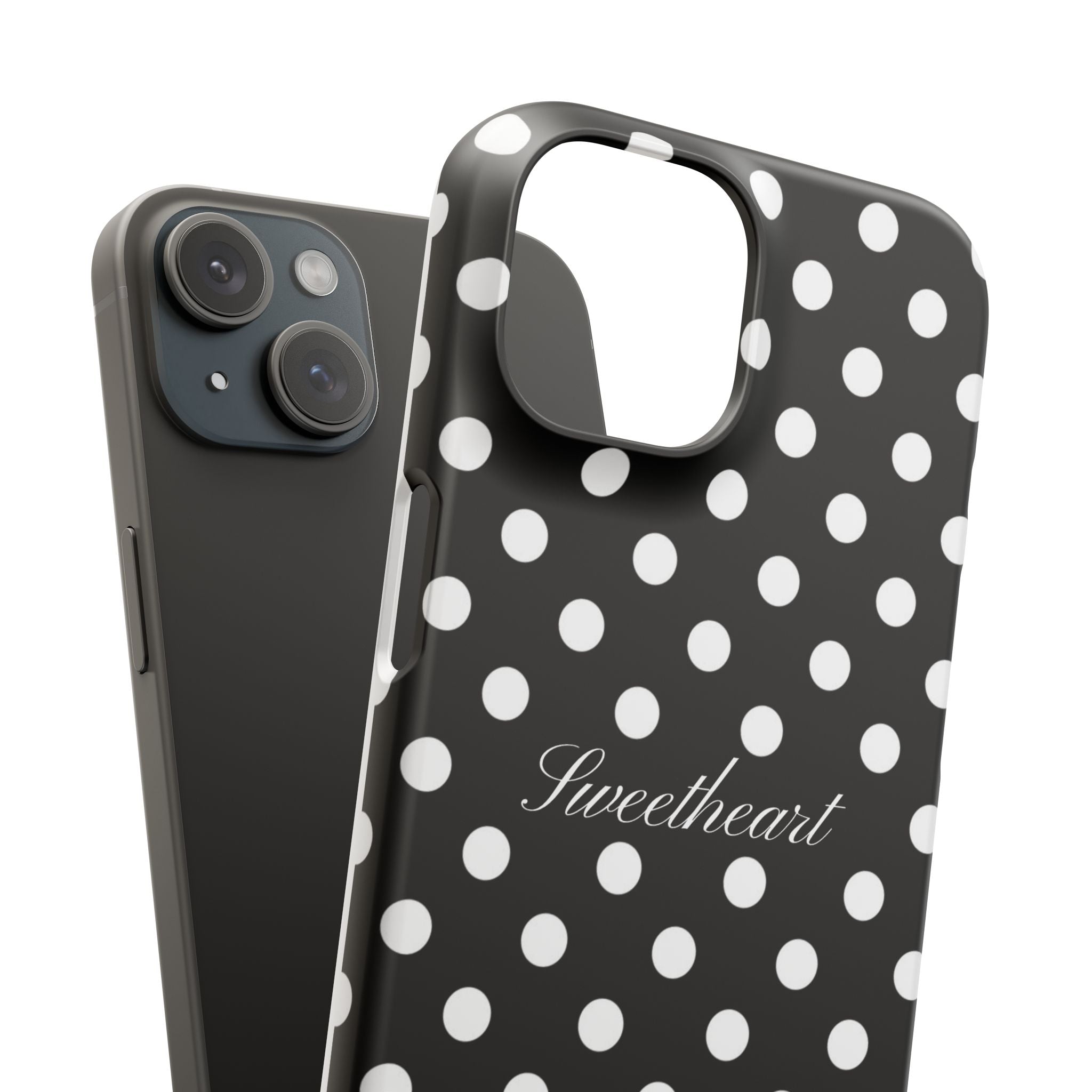 "Sweetheart" - white polka dot case