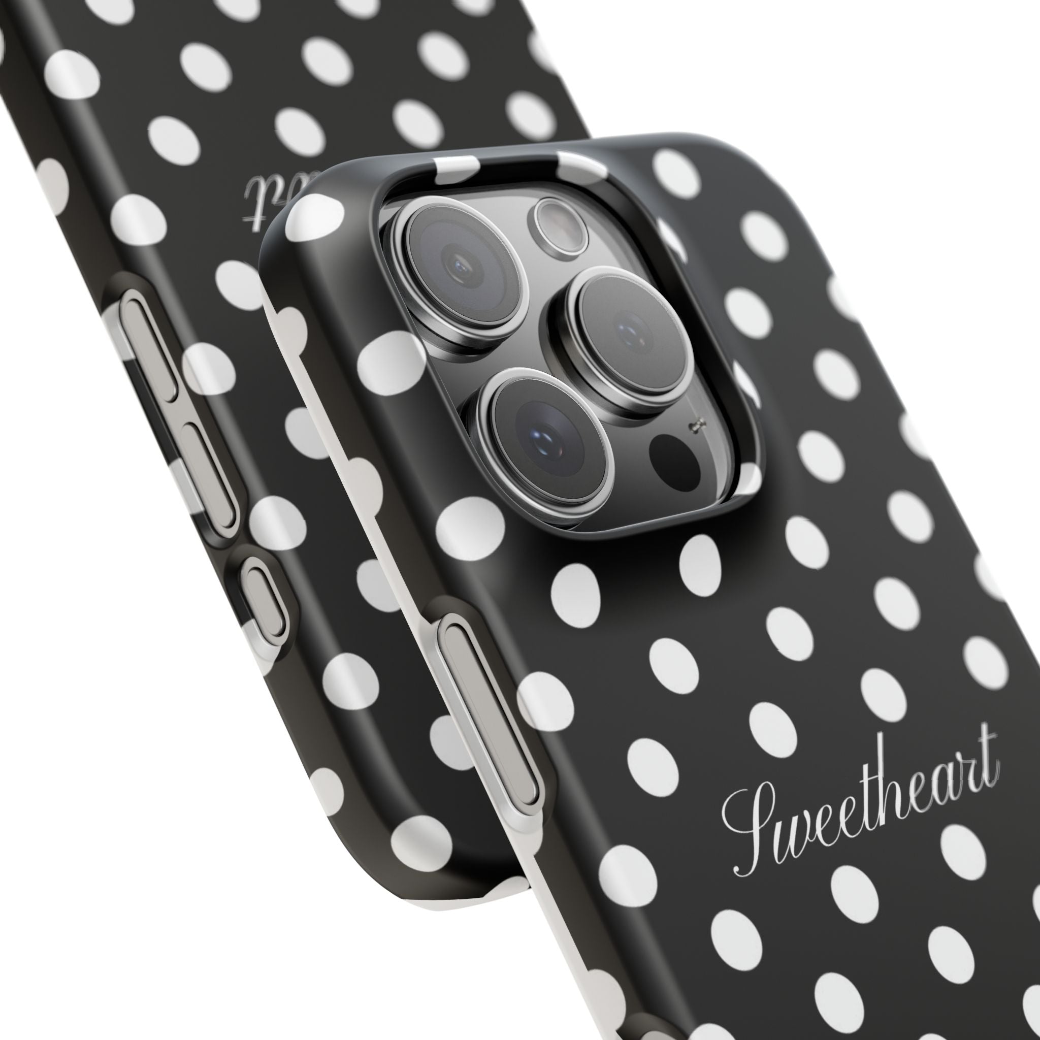 "Sweetheart" - white polka dot case