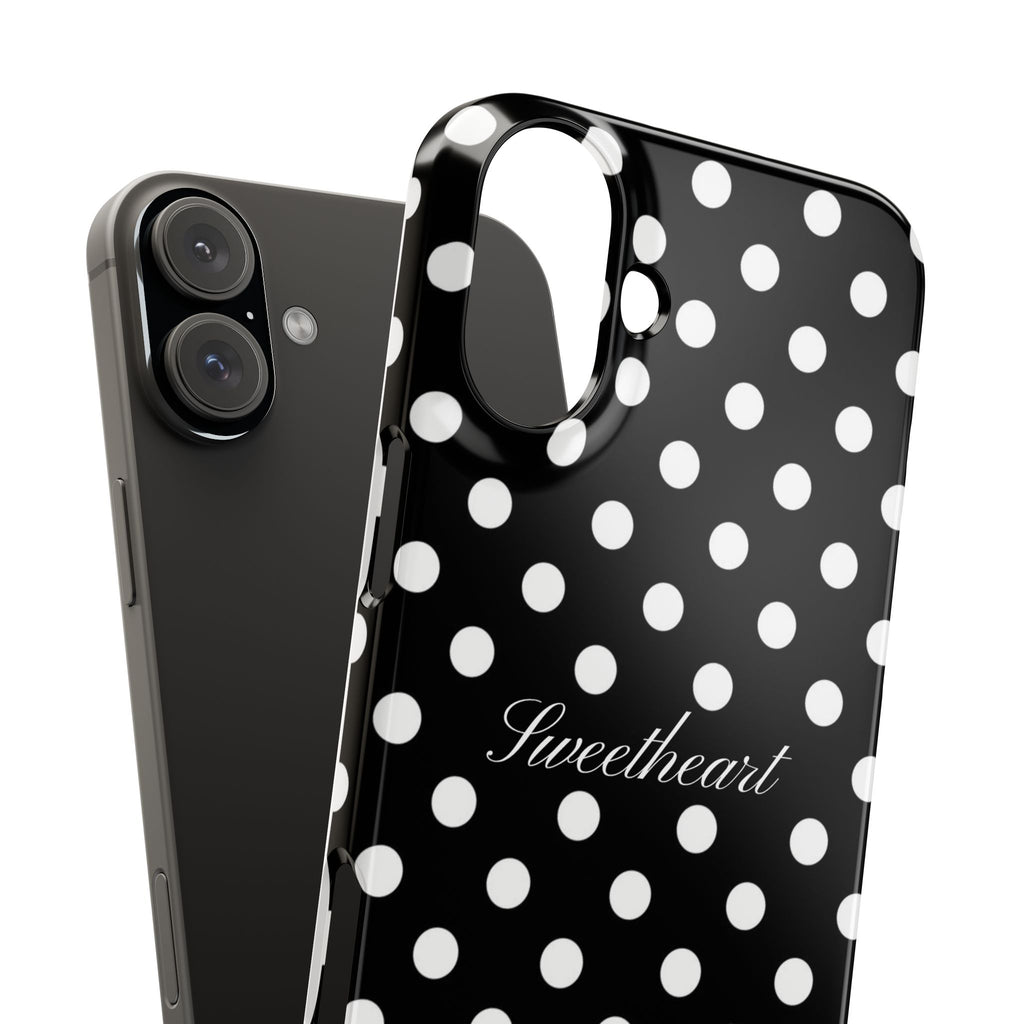 "Sweetheart" - white polka dot case