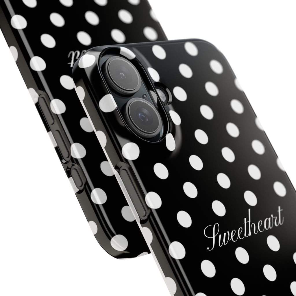 "Sweetheart" - white polka dot case