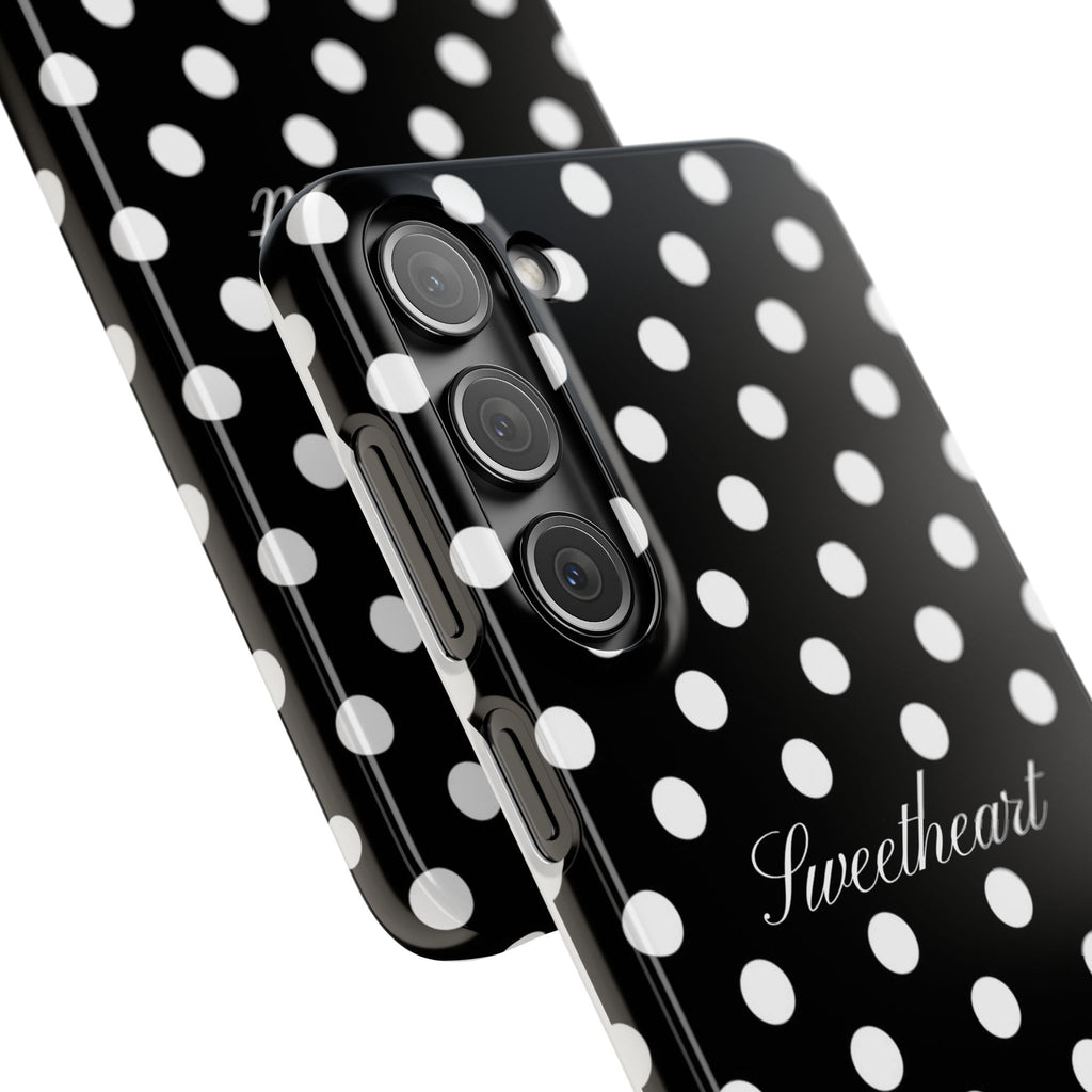 "Sweetheart" - white polka dot case