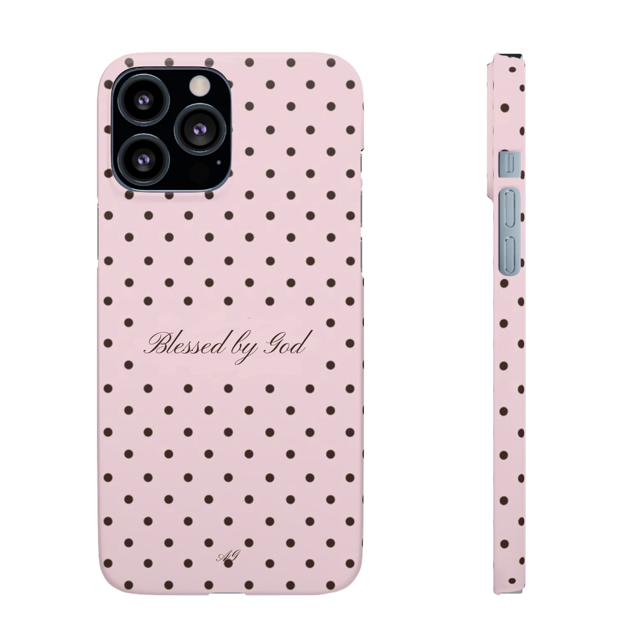 Blessed by God - Pink polka dot case