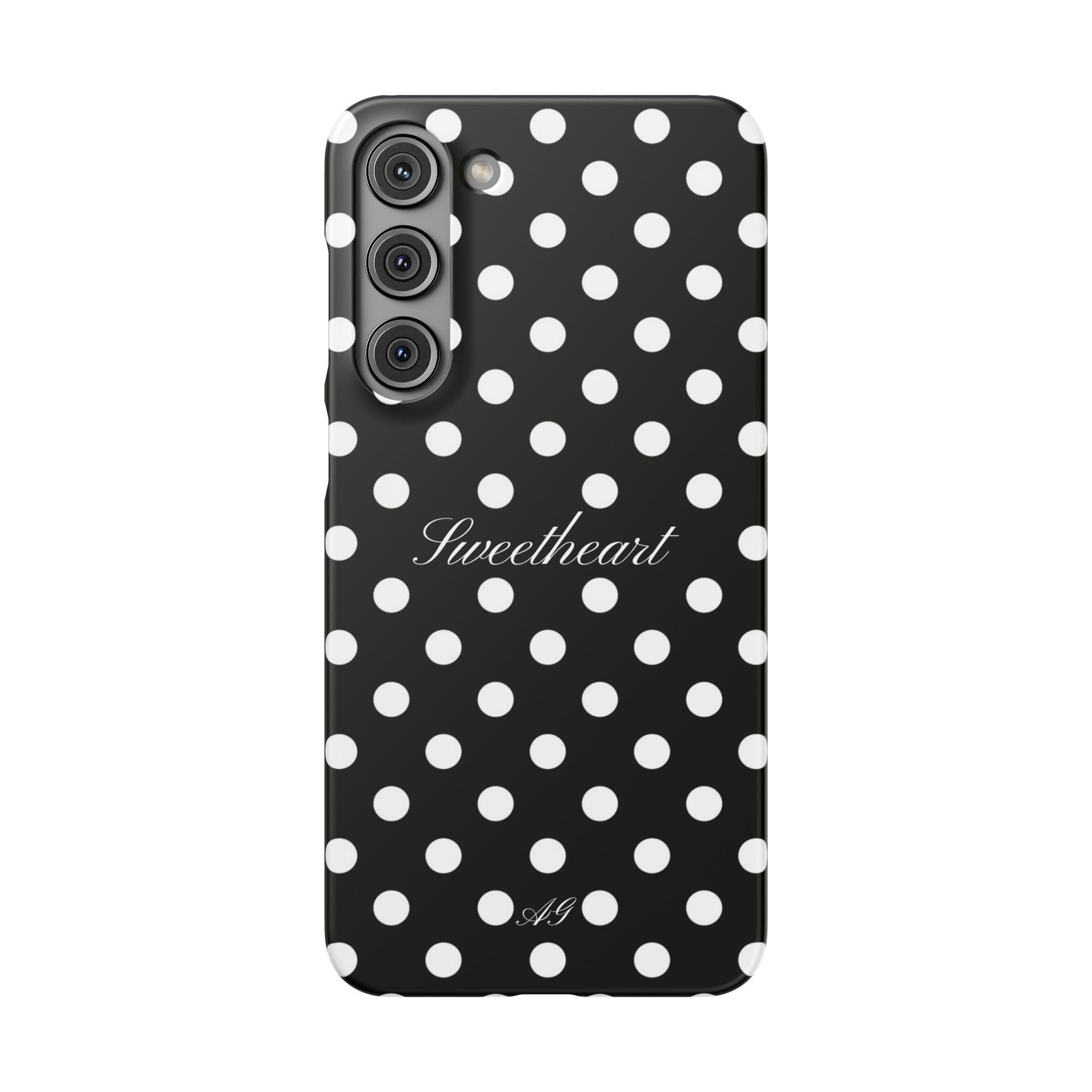 "Sweetheart" - white polka dot case