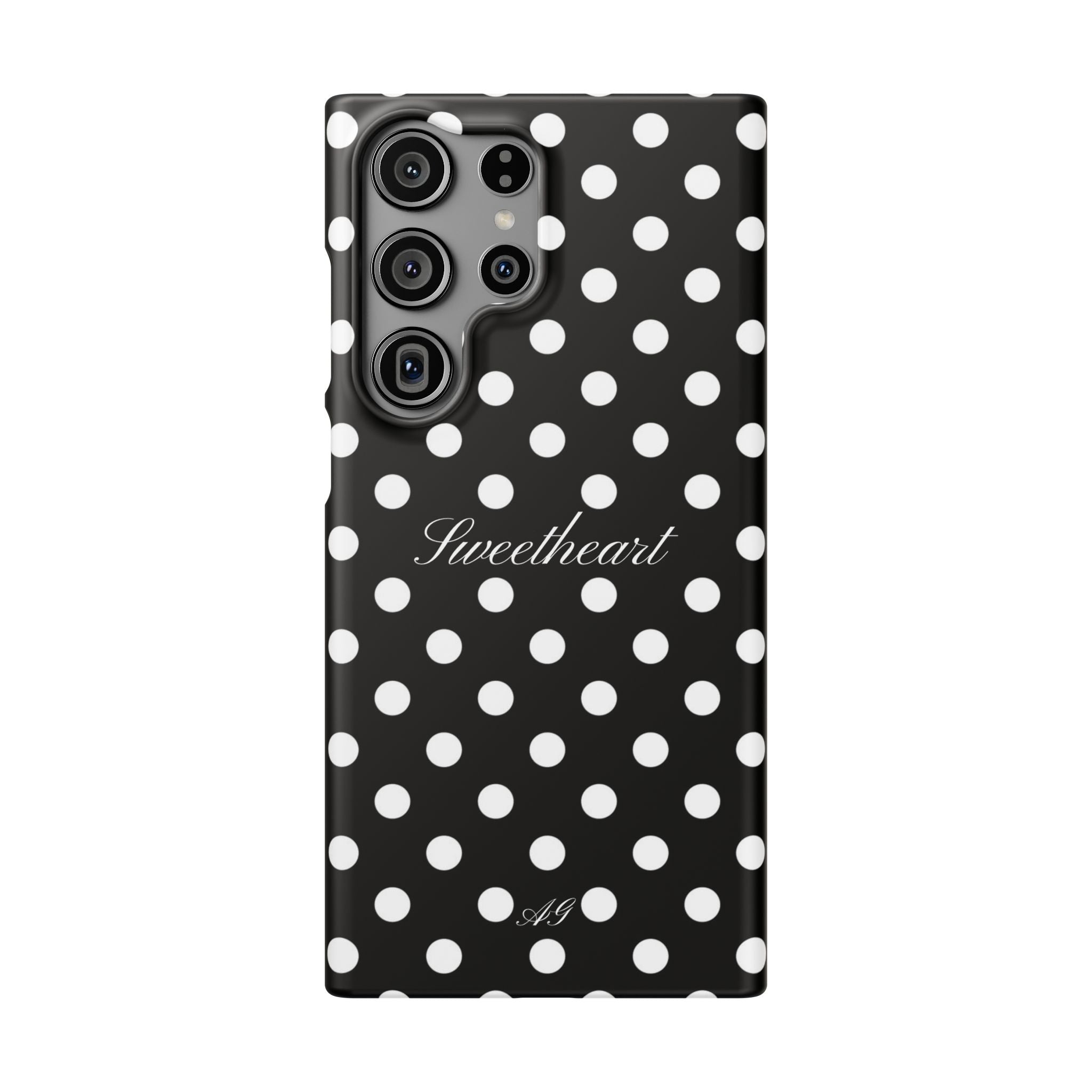 "Sweetheart" - white polka dot case