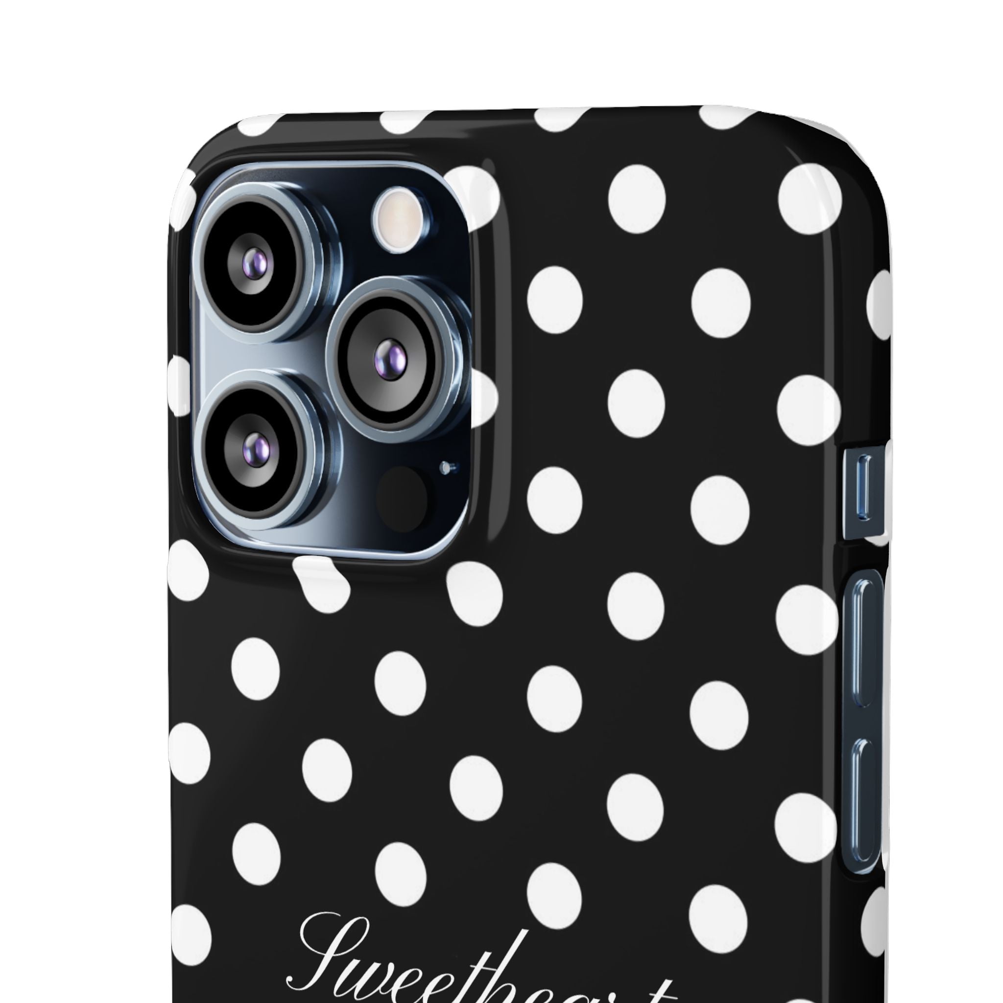 "Sweetheart" - white polka dot case