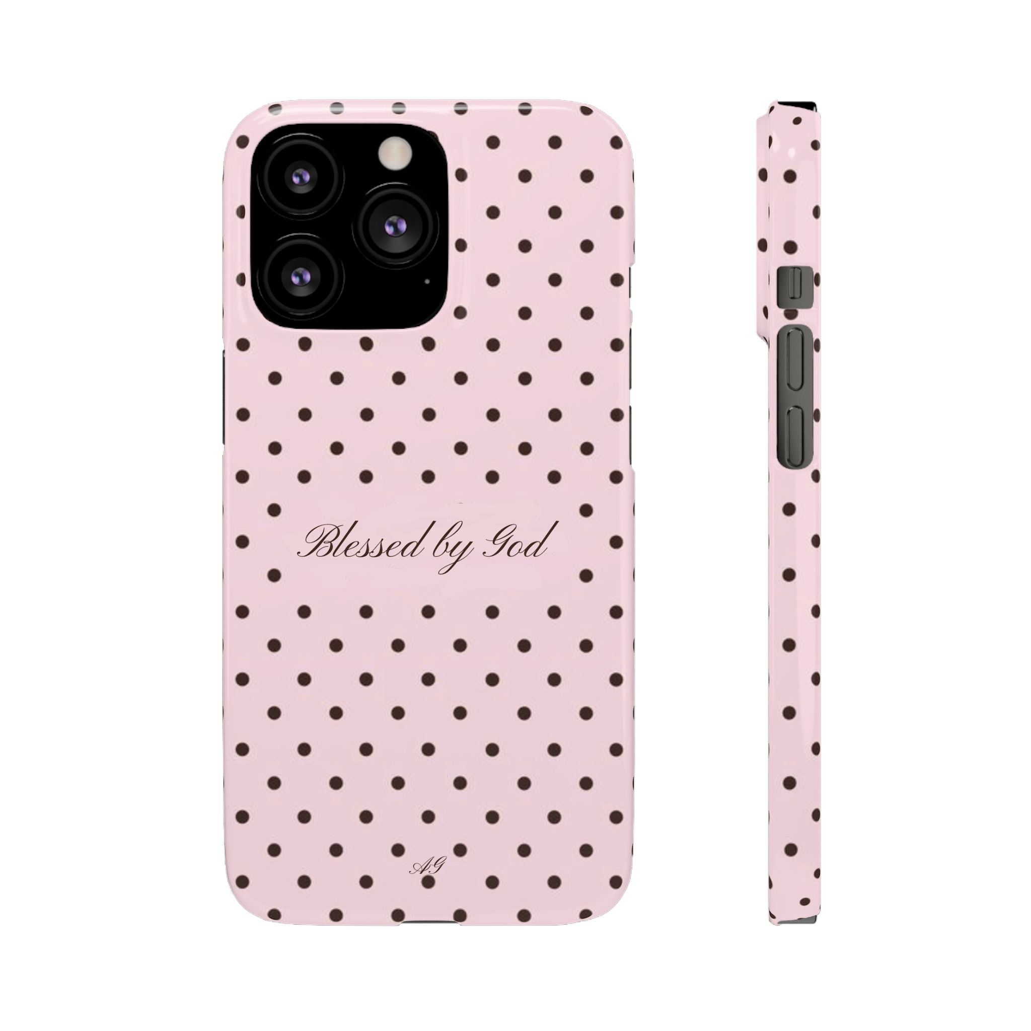 Blessed by God - Pink polka dot case