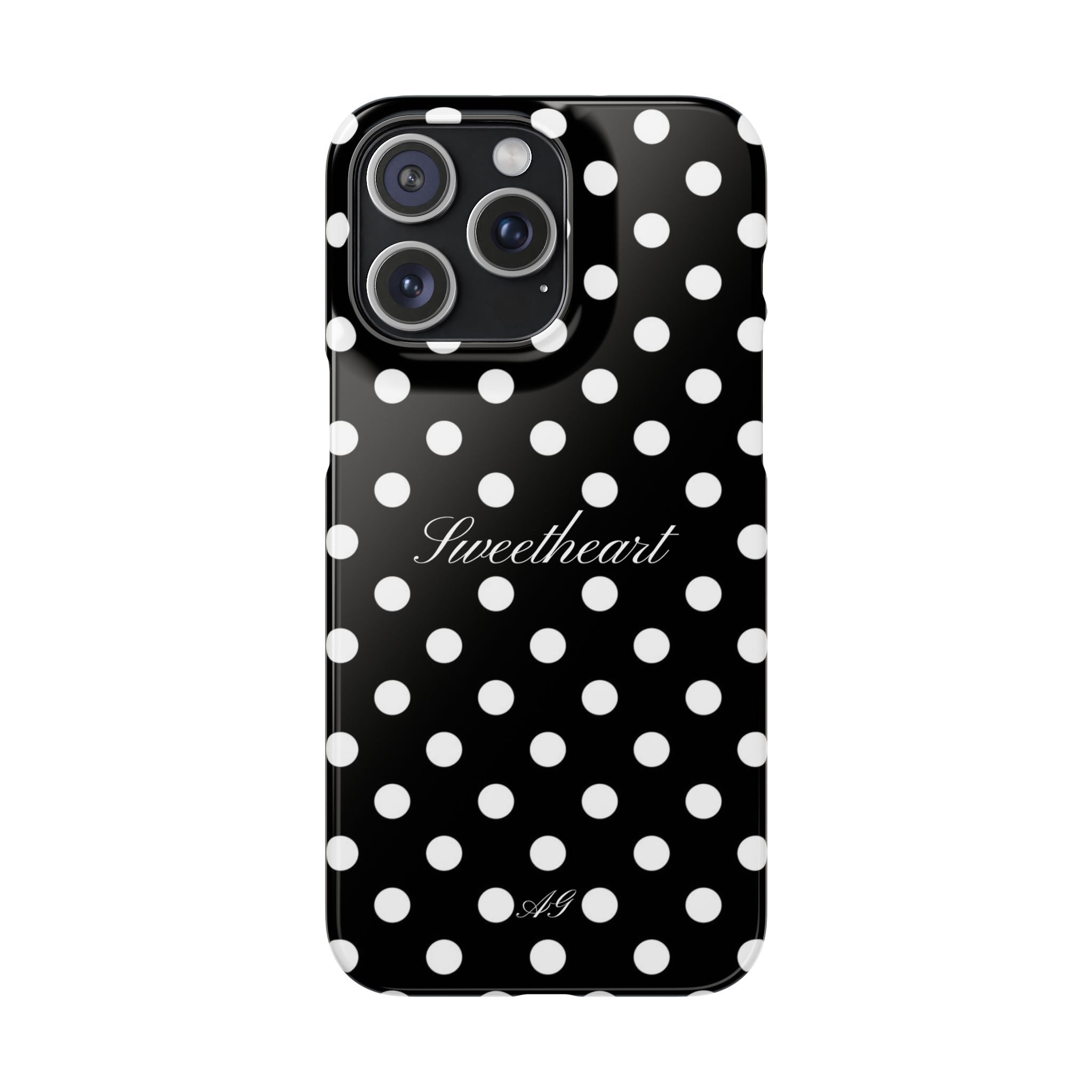 "Sweetheart" - white polka dot case