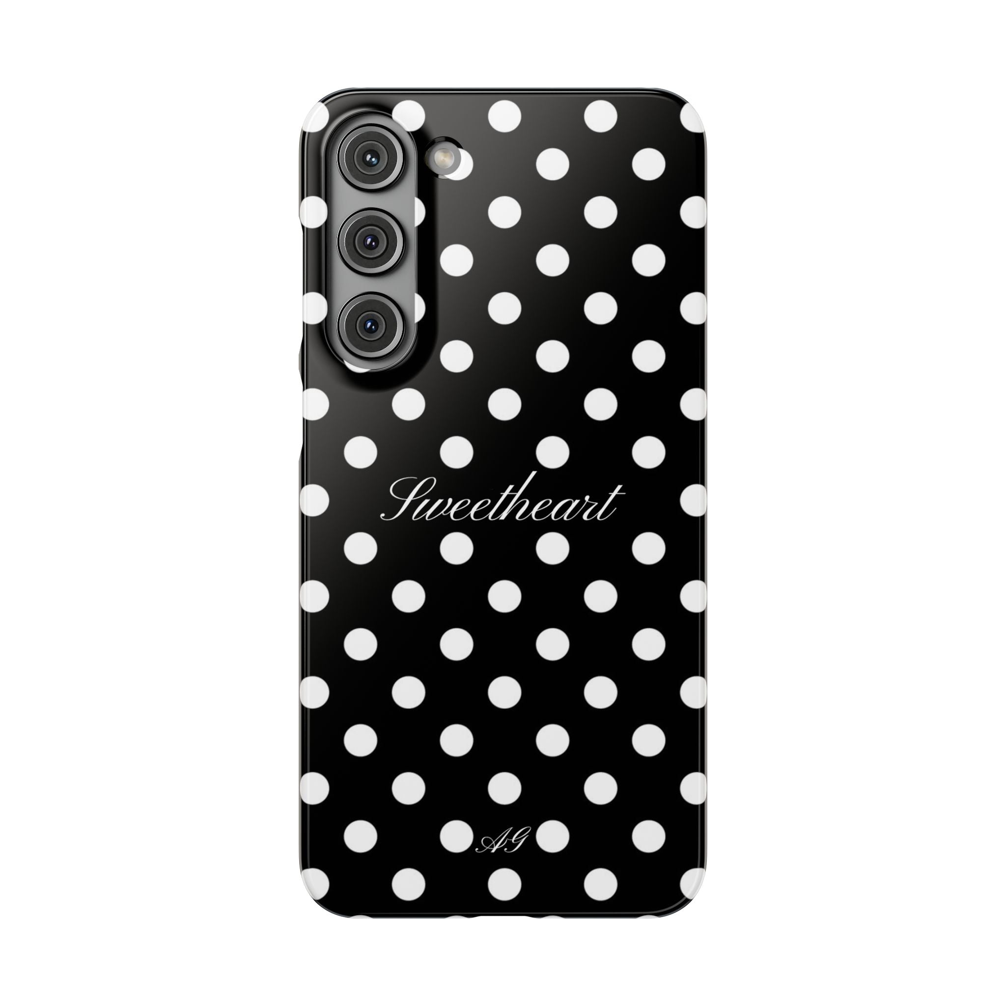 "Sweetheart" - white polka dot case