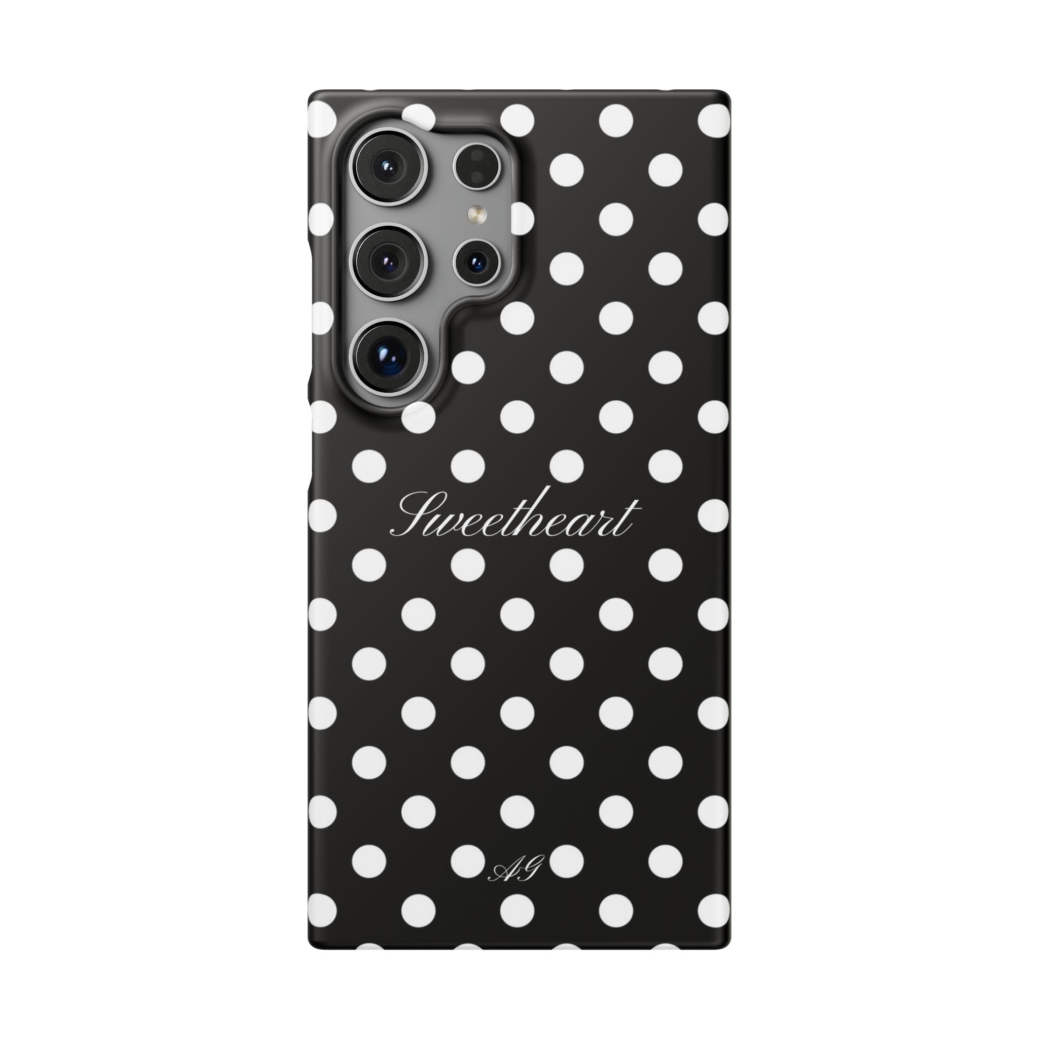 "Sweetheart" - white polka dot case