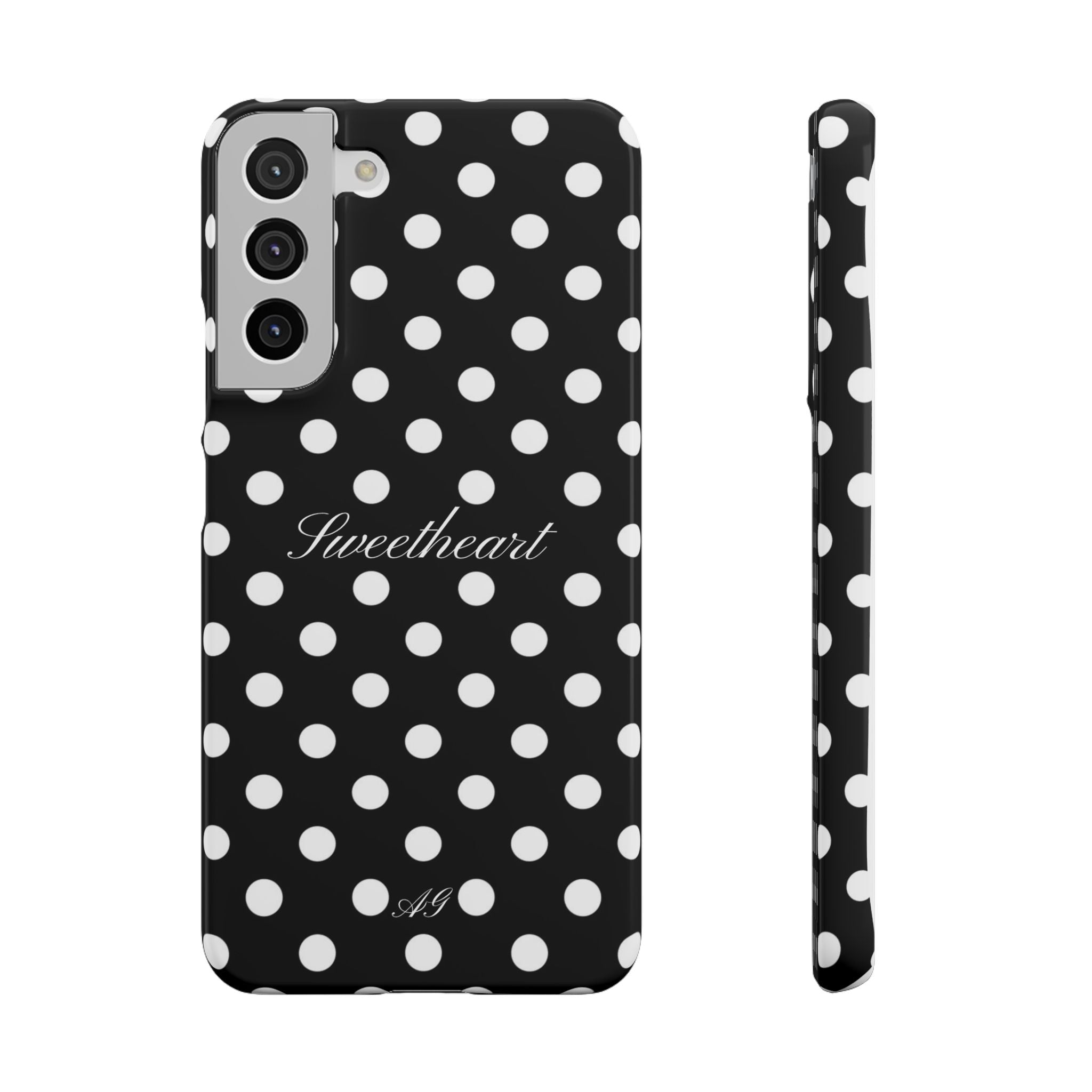 "Sweetheart" - white polka dot case