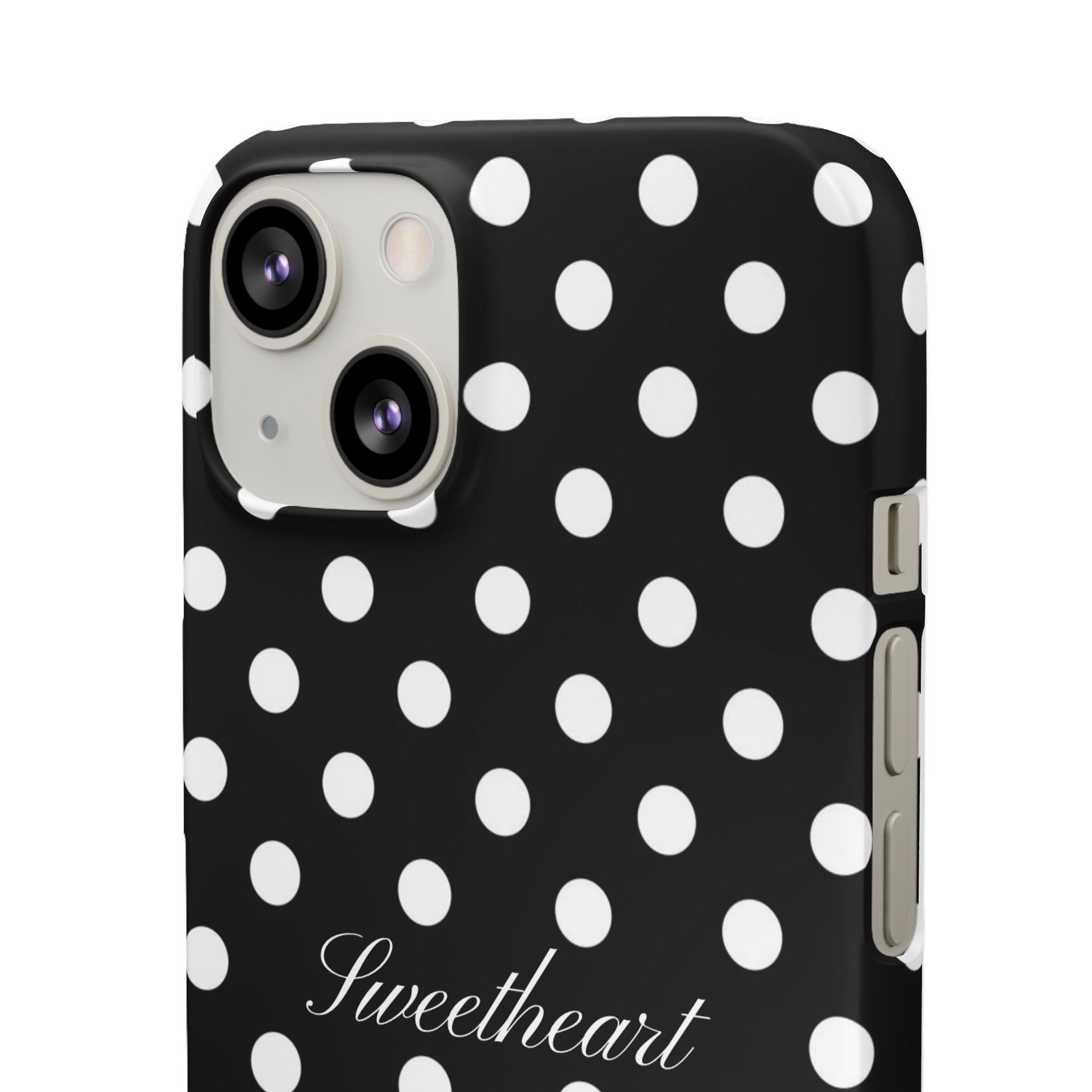 "Sweetheart" - white polka dot case