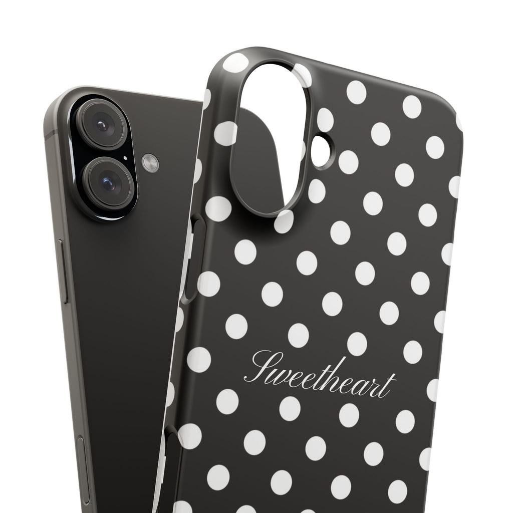 "Sweetheart" - white polka dot case