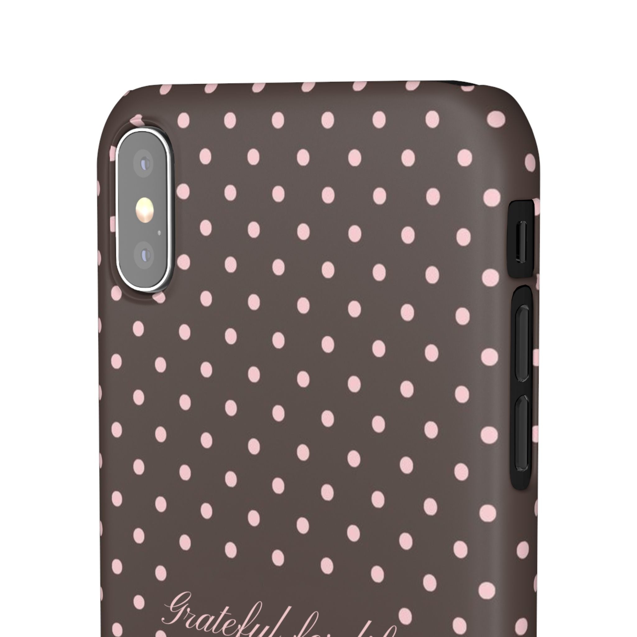Grateful for life - Mocha polka phone case