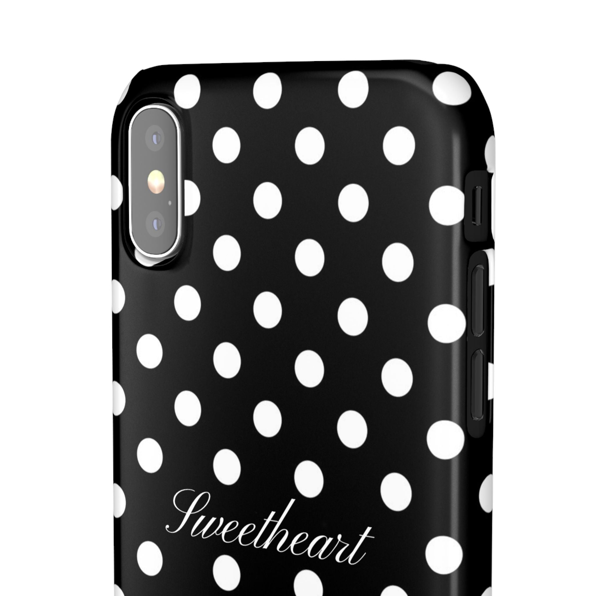 "Sweetheart" - white polka dot case