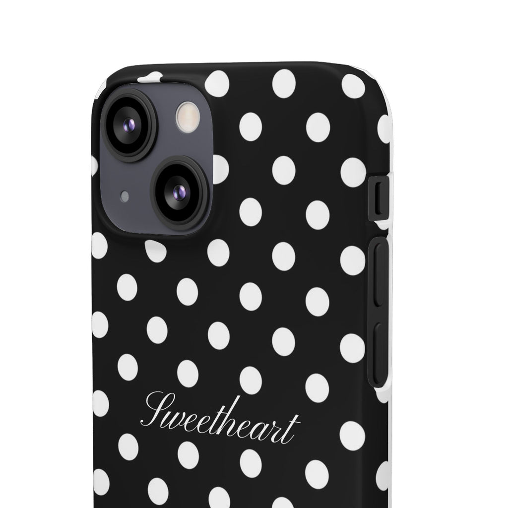 "Sweetheart" - white polka dot case