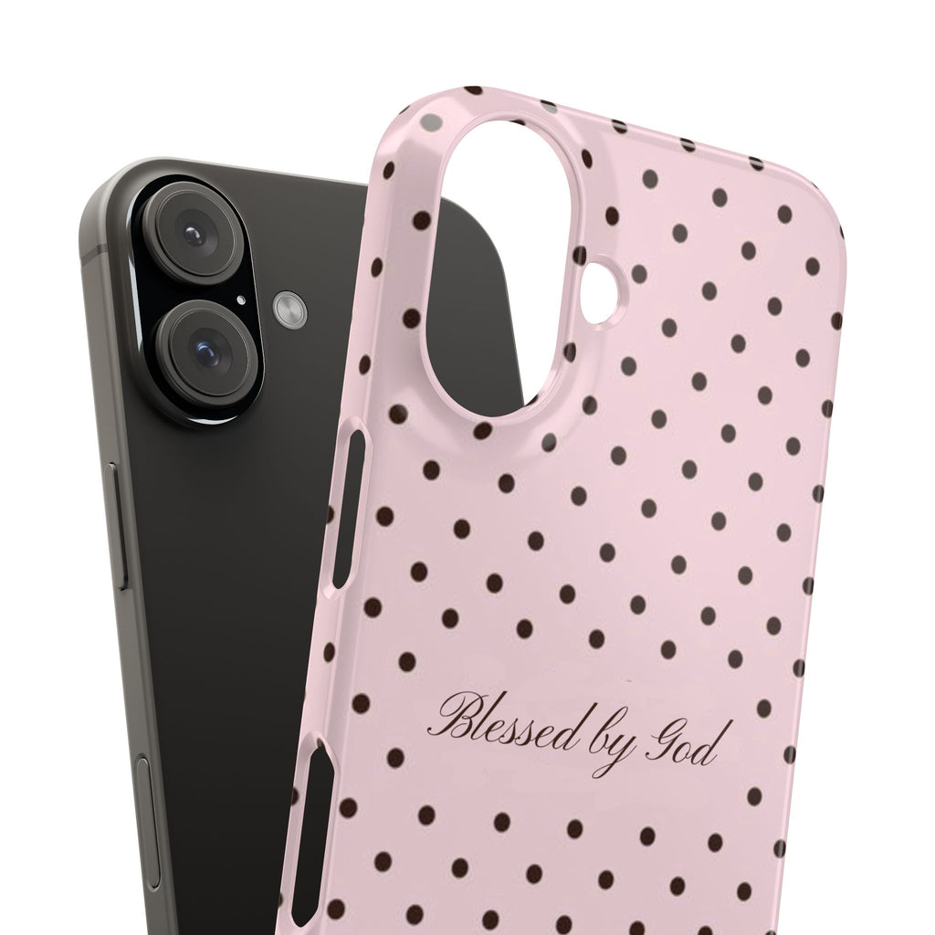 Blessed by God - Pink polka dot case