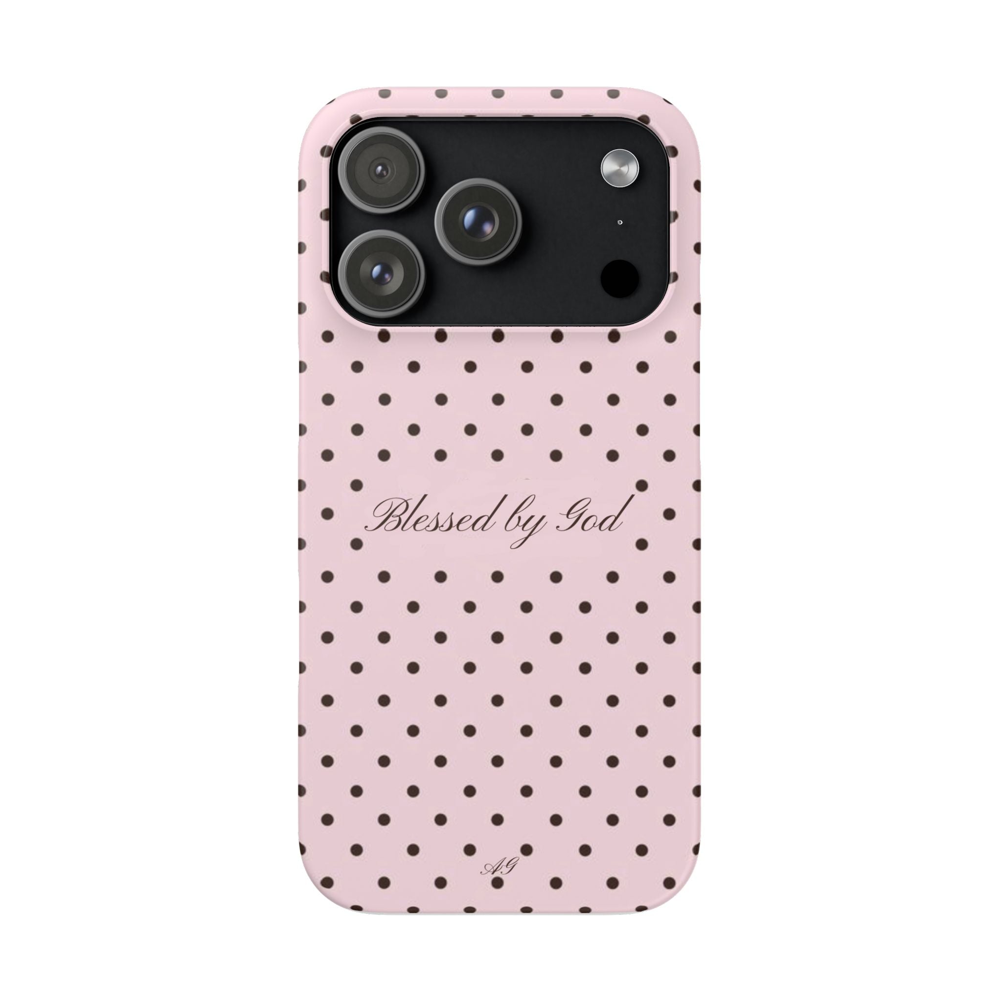 Blessed by God - Pink polka dot case