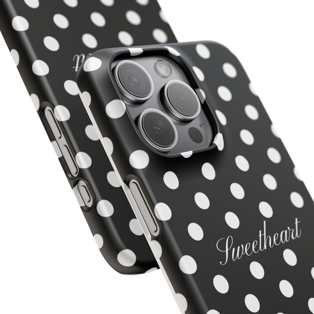 "Sweetheart" - white polka dot case