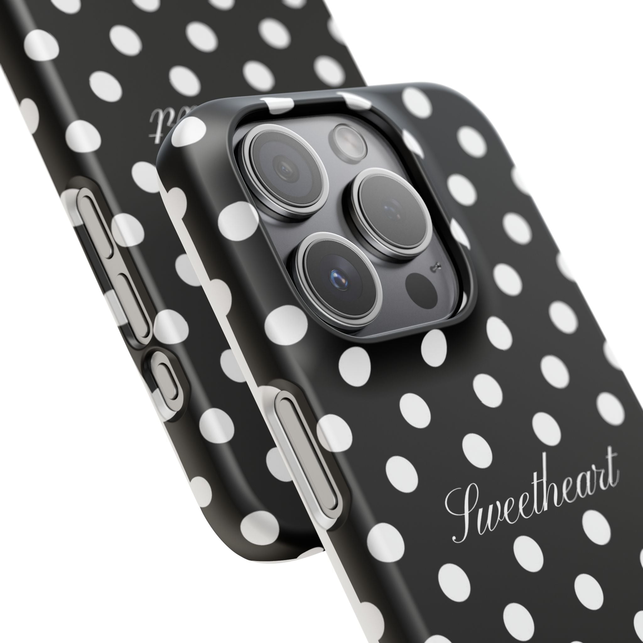 "Sweetheart" - white polka dot case