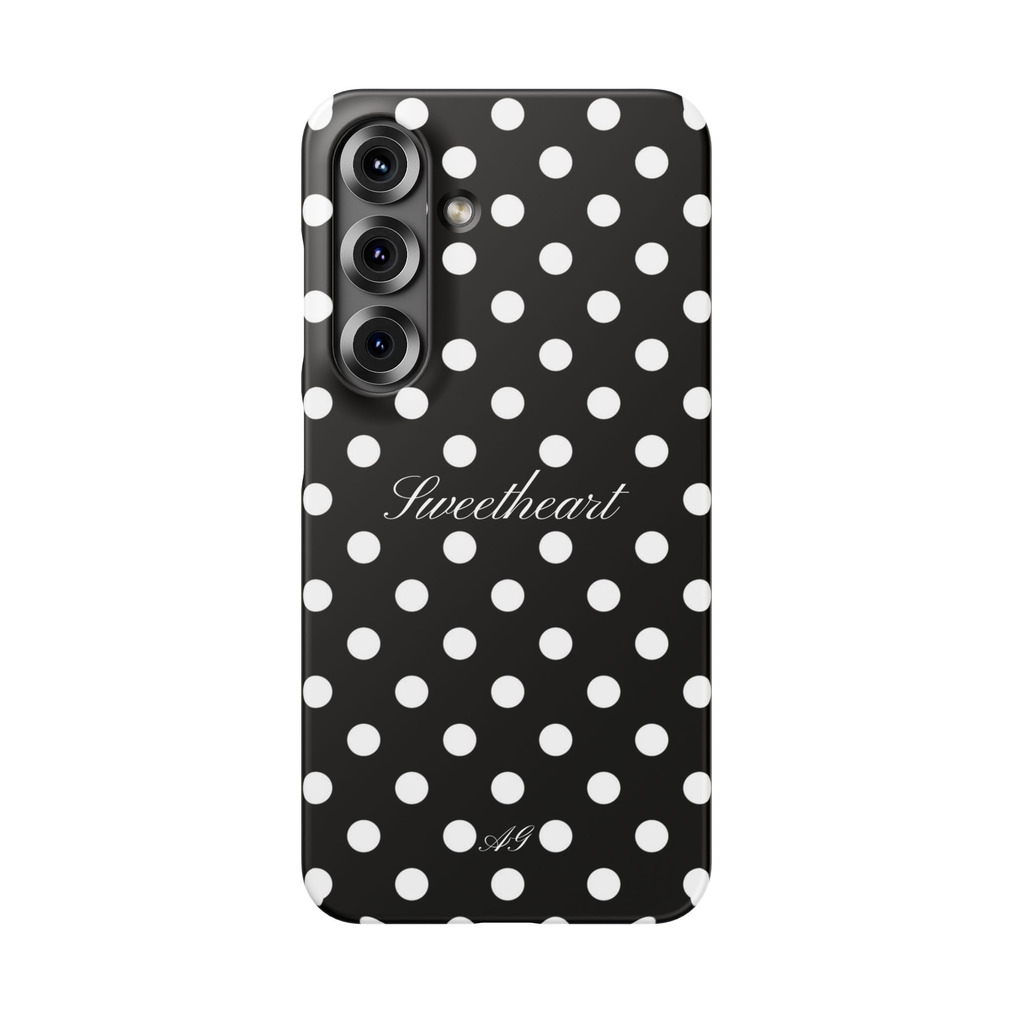 "Sweetheart" - white polka dot case