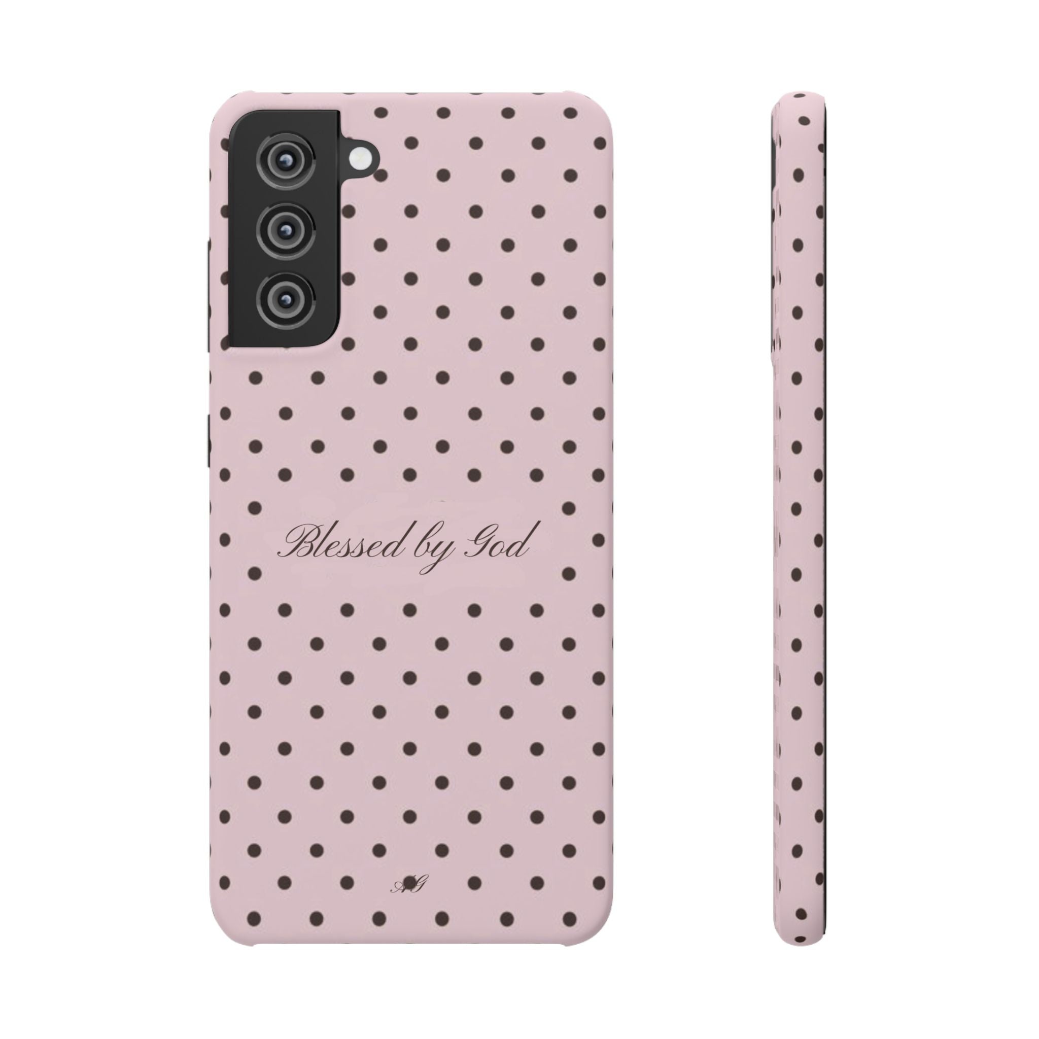 Blessed by God - Pink polka dot case
