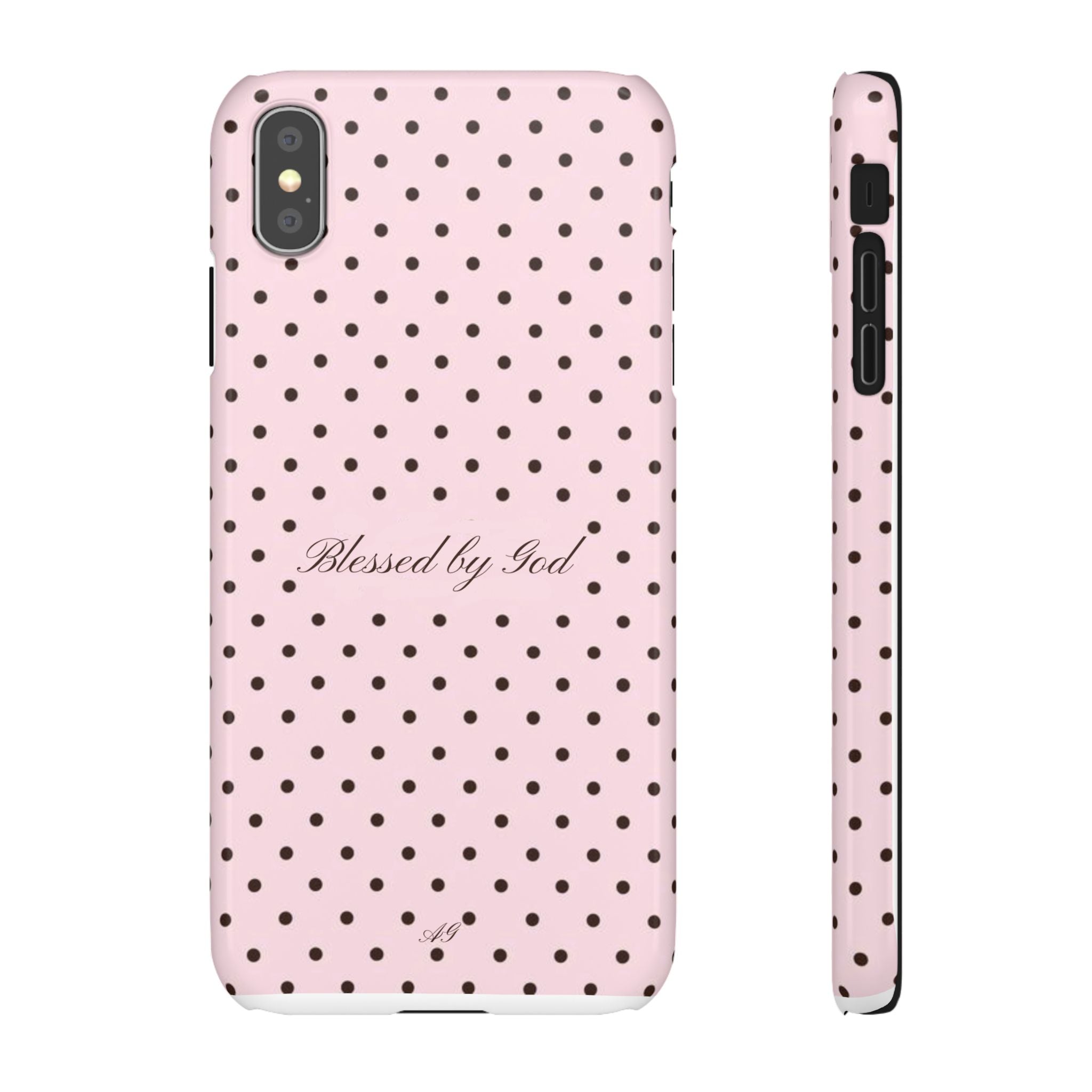 Blessed by God - Pink polka dot case