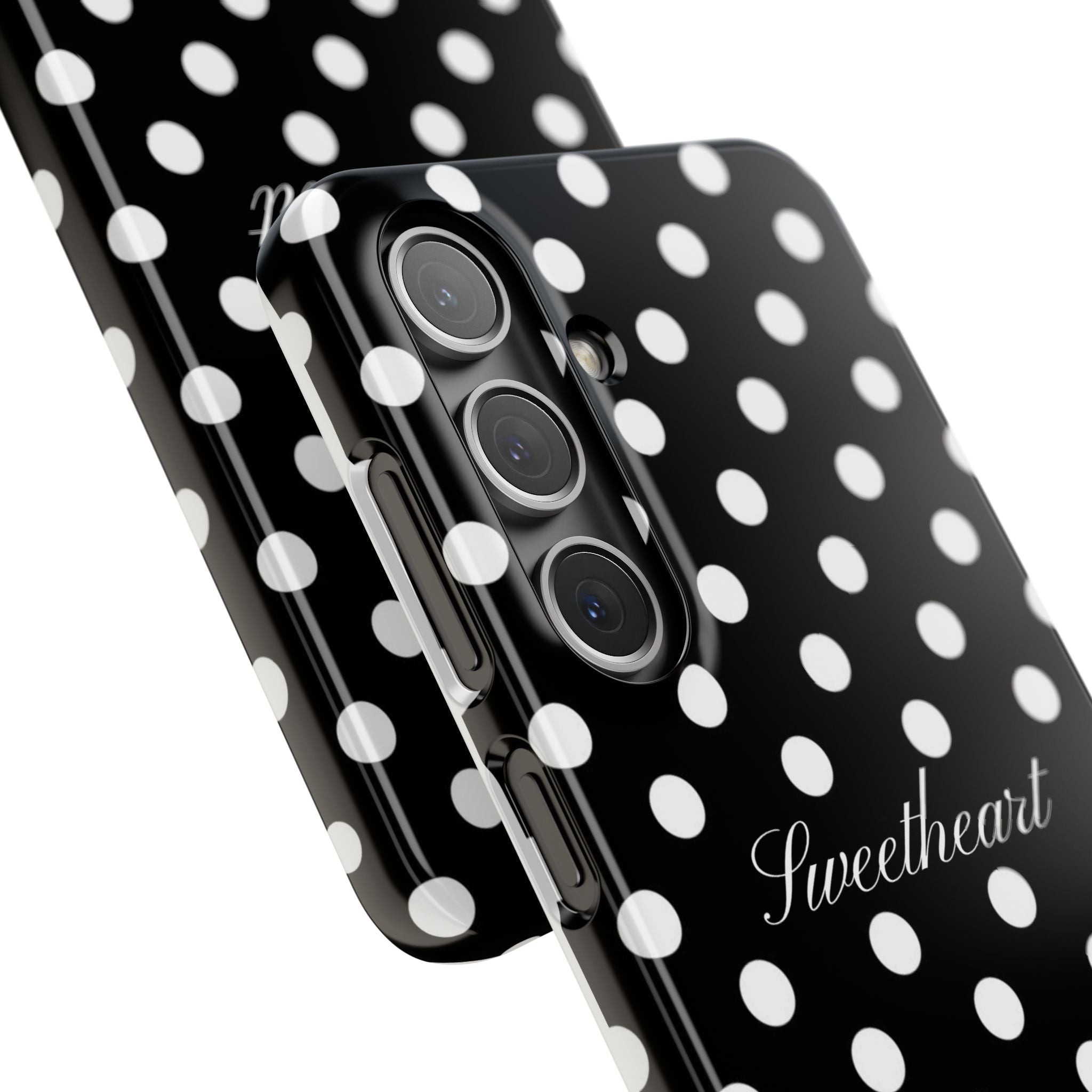 "Sweetheart" - white polka dot case