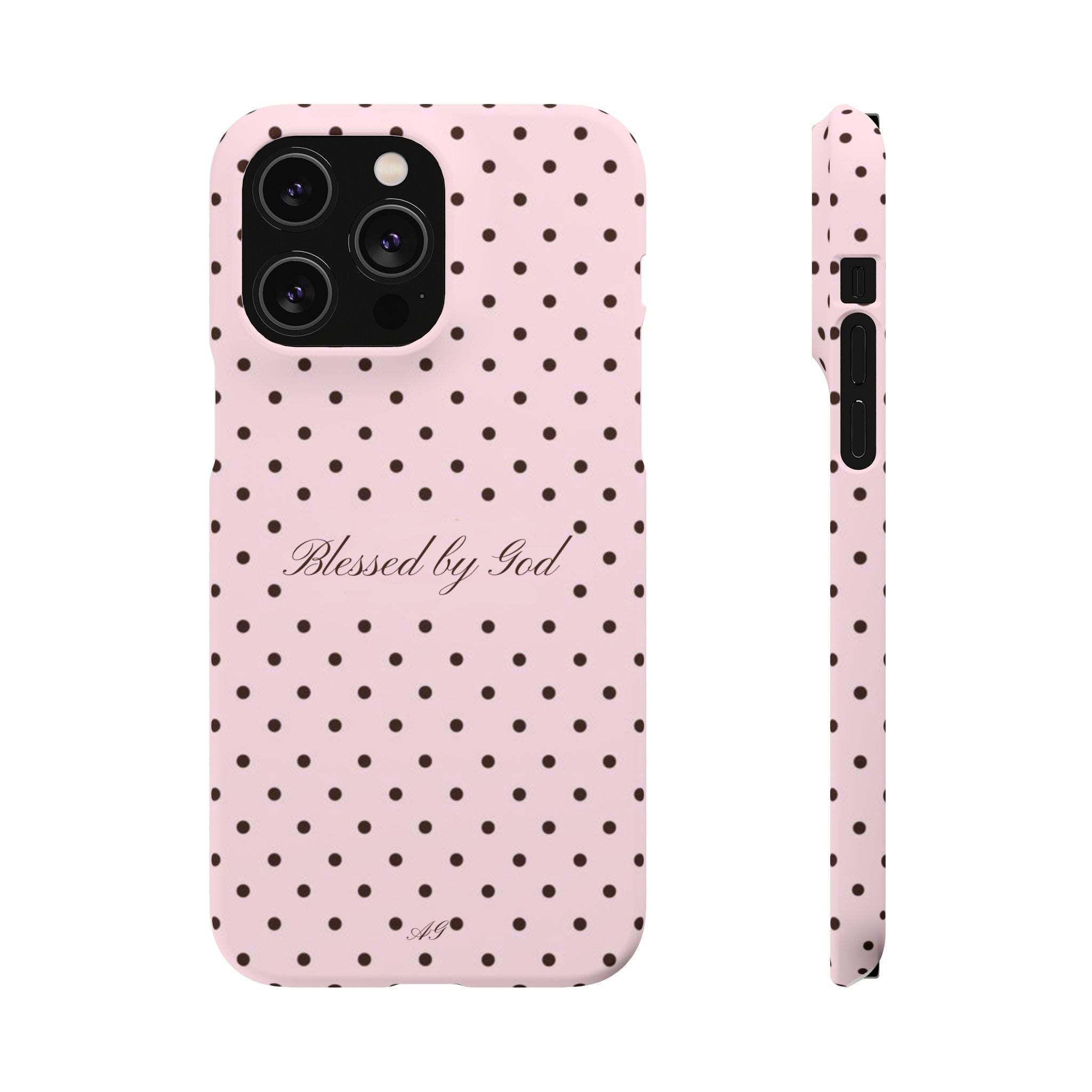 Blessed by God - Pink polka dot case
