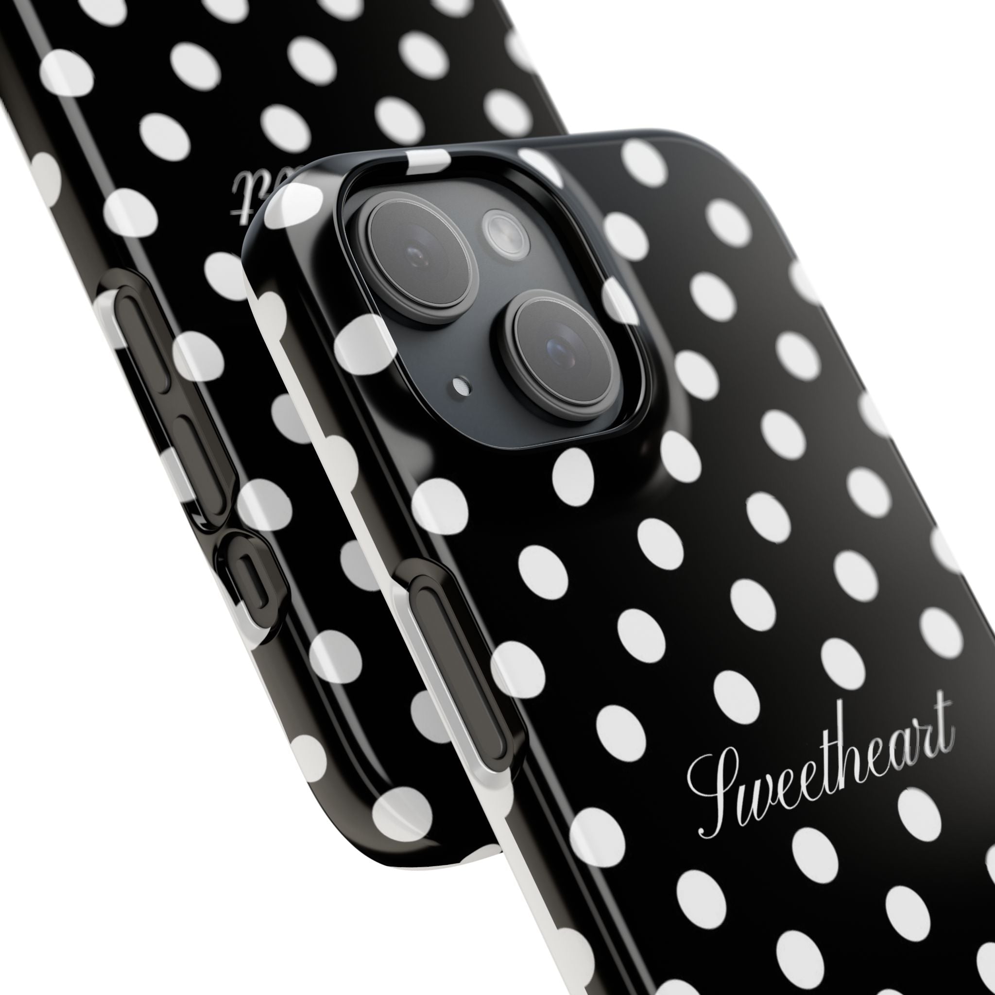 "Sweetheart" - white polka dot case