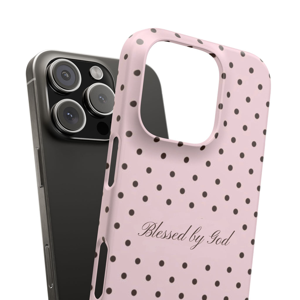 Blessed by God - Pink polka dot case