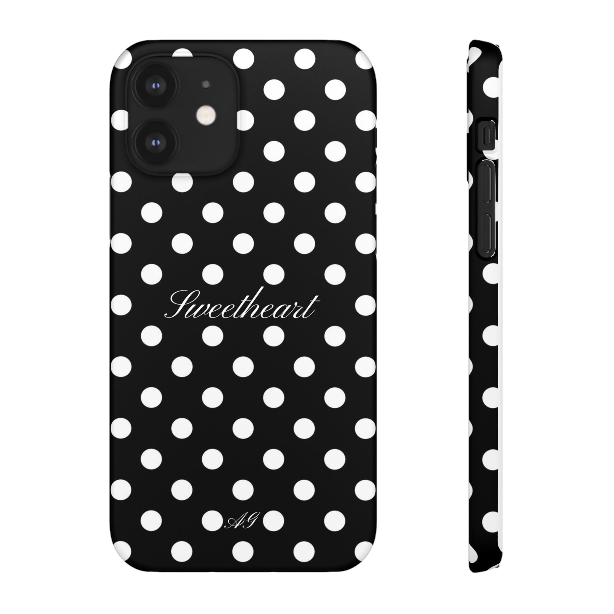 "Sweetheart" - white polka dot case