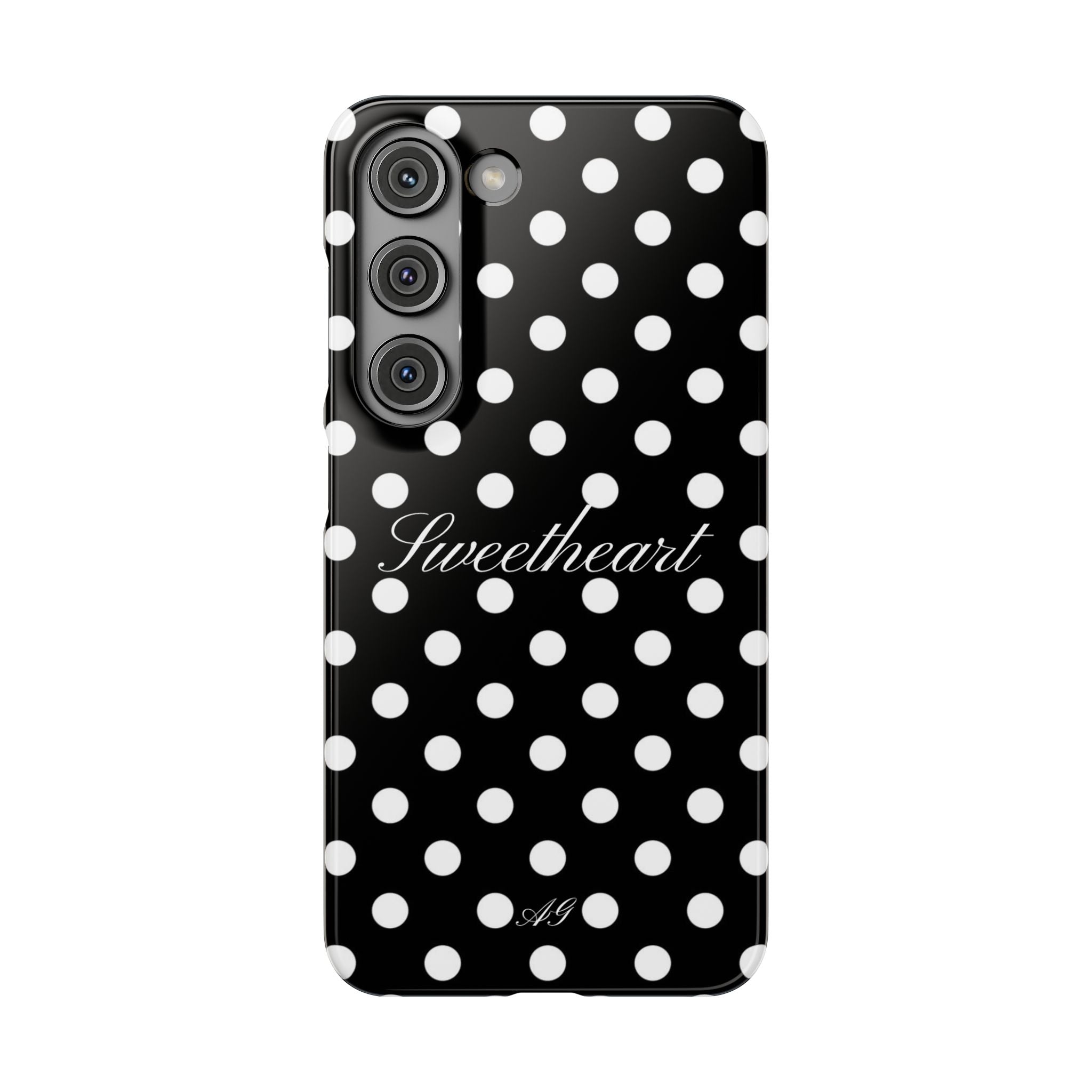 Sweetheart - white polka dot case