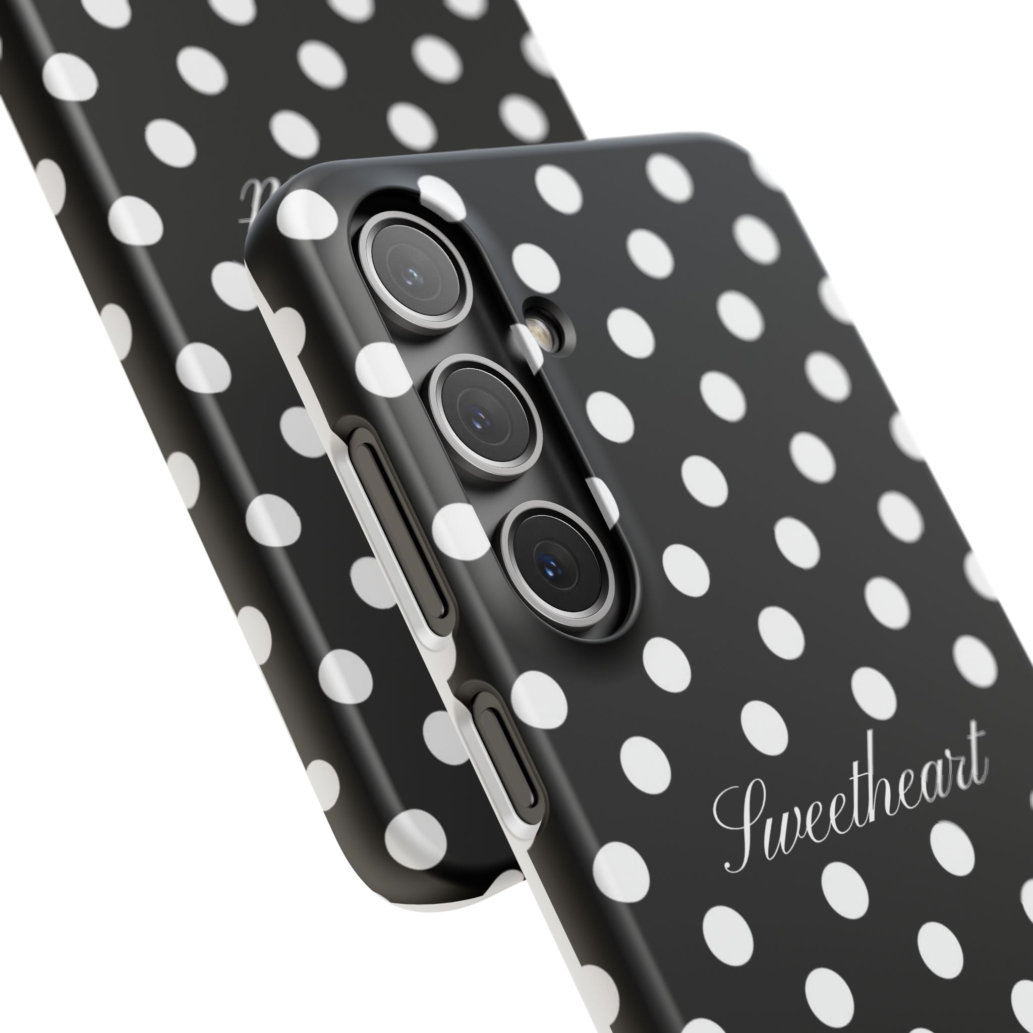 "Sweetheart" - white polka dot case